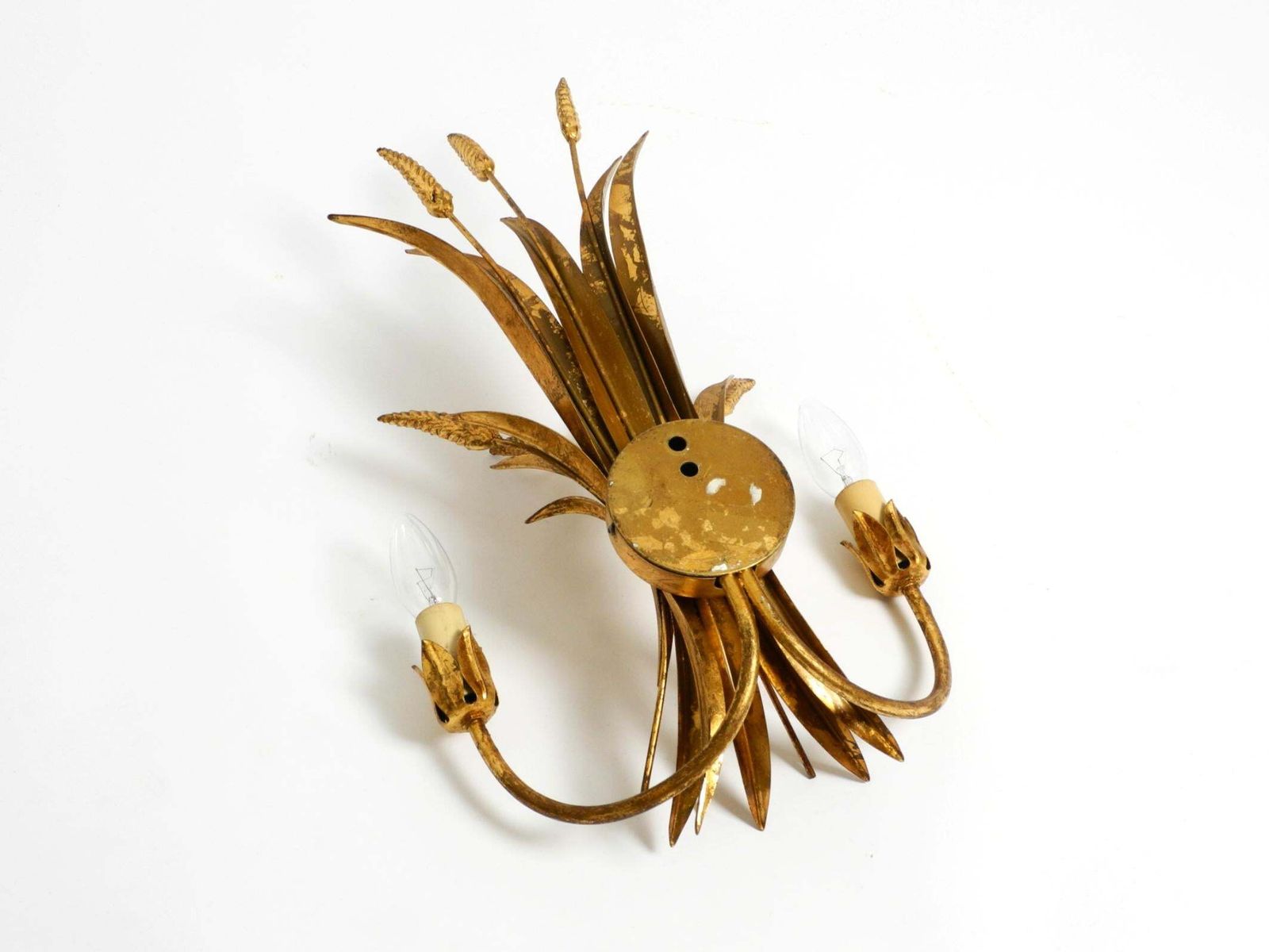 photo furniture Beautiful Large 70s Gold Plated 2 Armed Metal Wall Lamp By Hans Kögl
