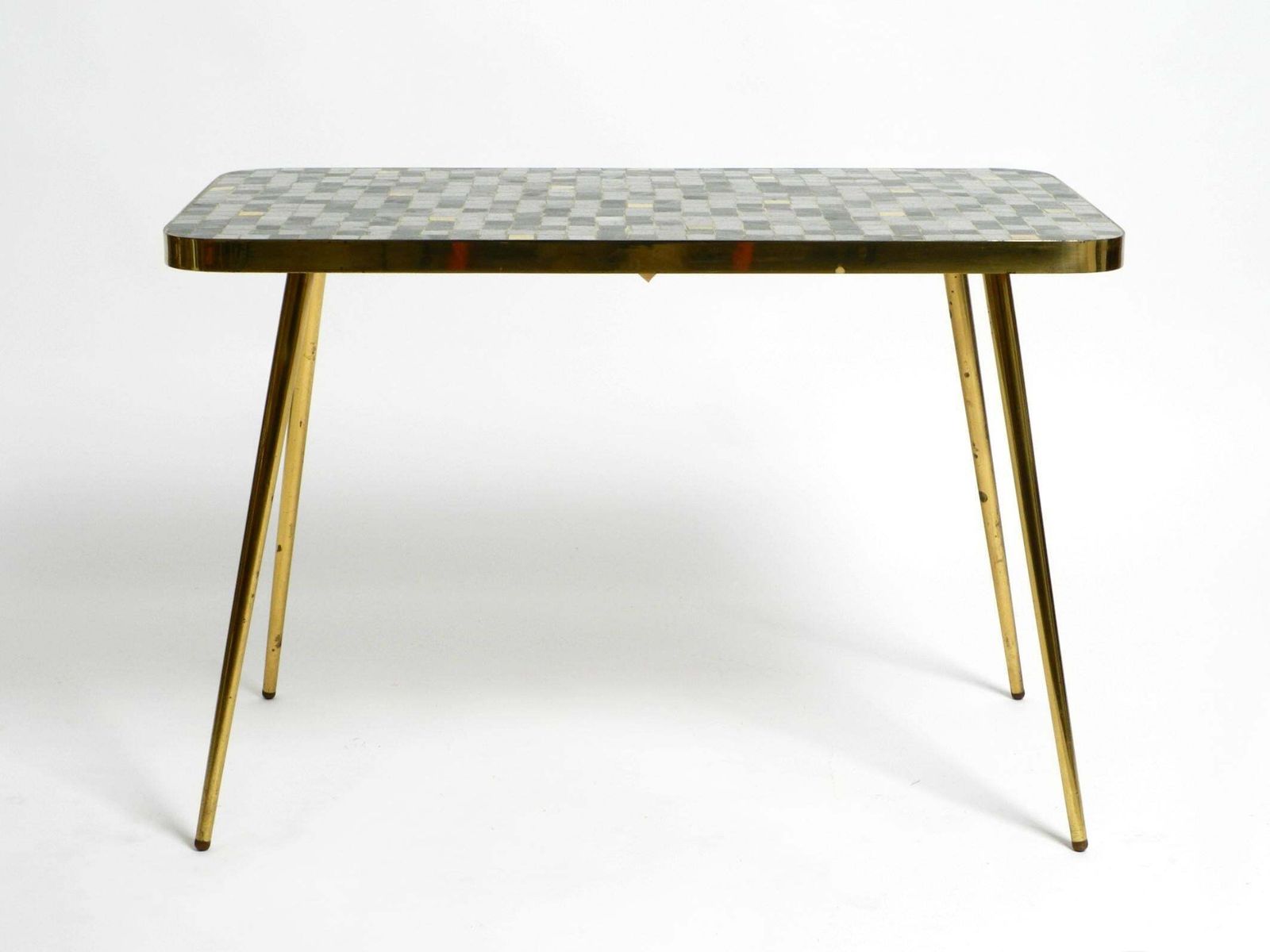 Mid Century Brass Side Table With Mosaic Surface By Münchener Zierspiegel photo 1195.0