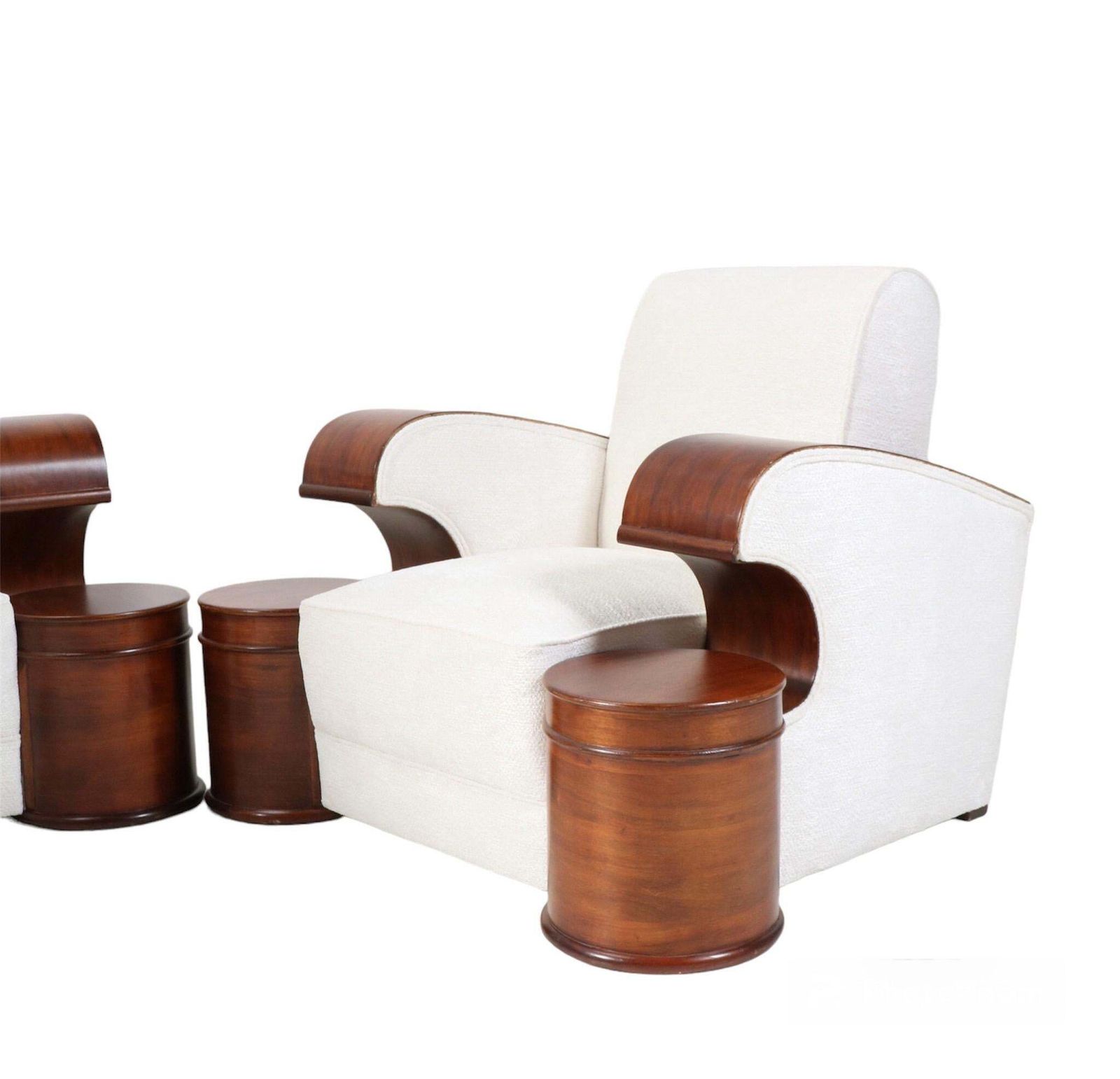 Pair Of French Art Deco Lounge Chairs With Bouclé, 1930s photo vinterior