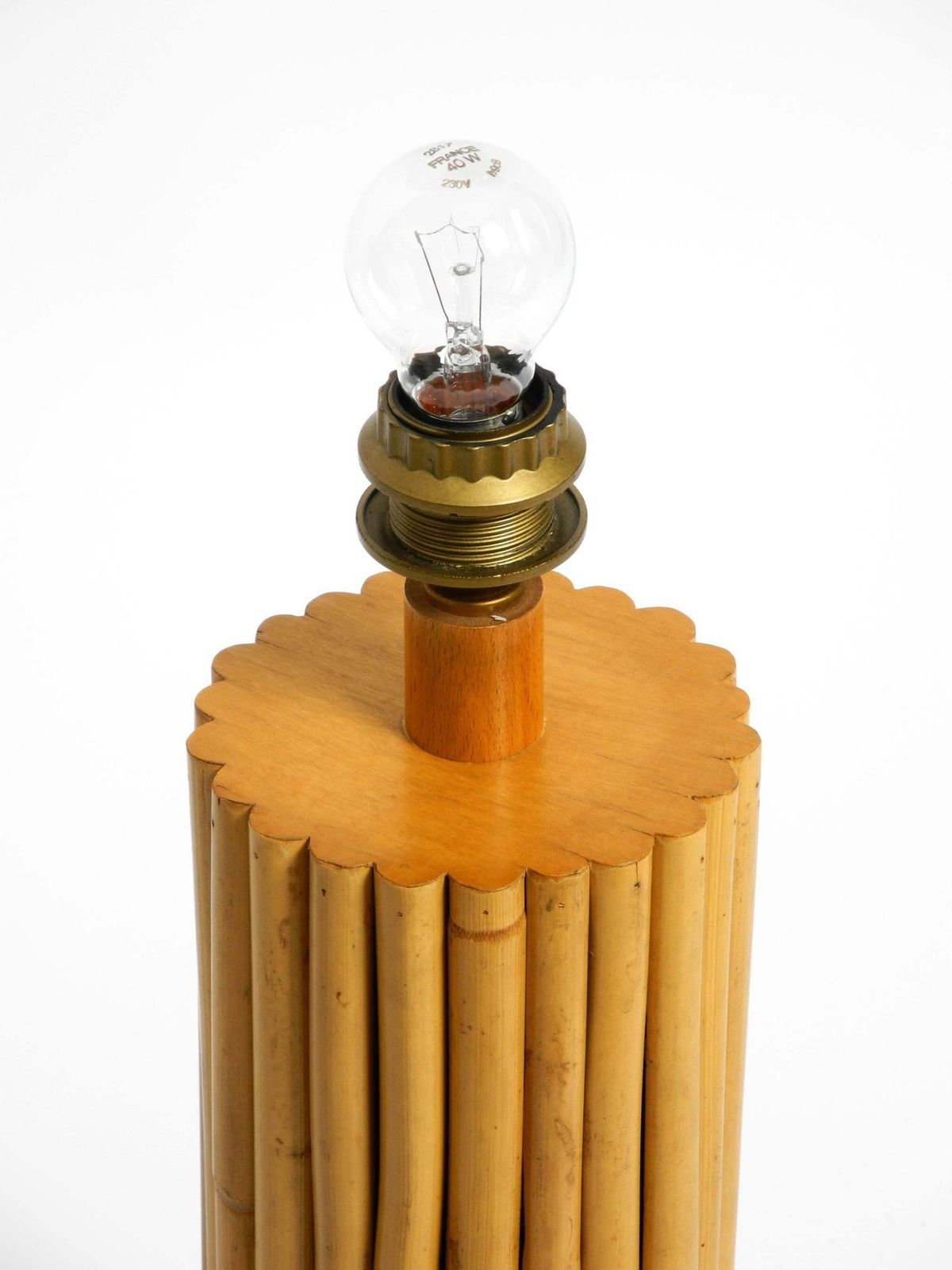 Large Beautiful 1970s Italian Bamboo Table Lamp With Large Oiled Paper Shade photo buy
