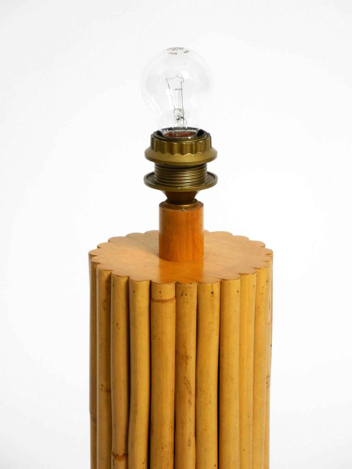 photo buy Large Beautiful 1970s Italian Bamboo Table Lamp With Large Oiled Paper Shade