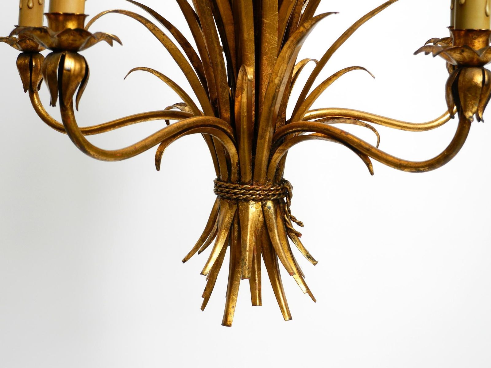 photo vinterior Beautiful 1970s Gold Plated 5 Arm Tall Metal Chandelier By Hans Kögl
