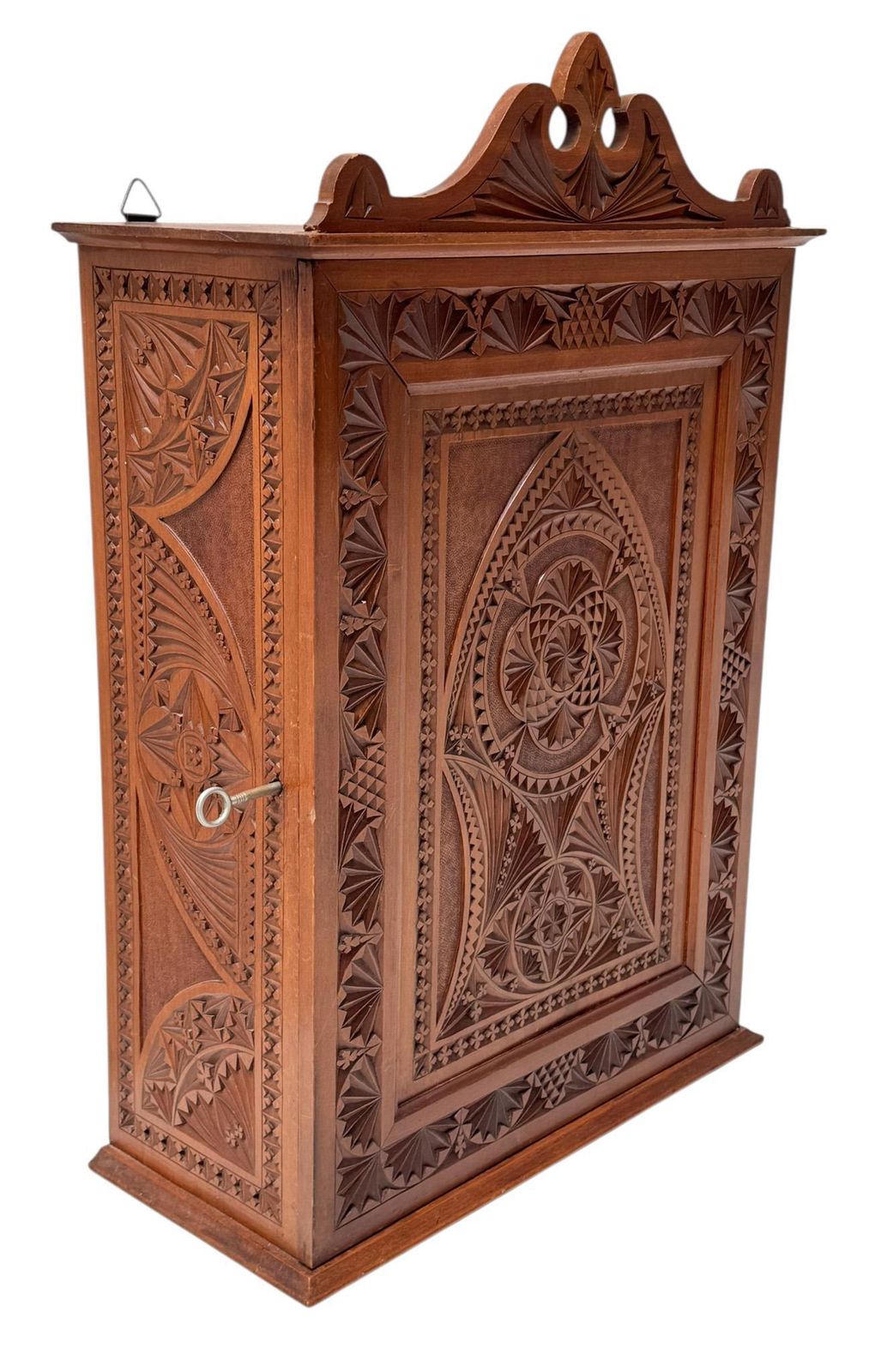 Art Nouveau Arts & Crafts Kerfschnitt Wall Cabinet, 1900s photo vintage