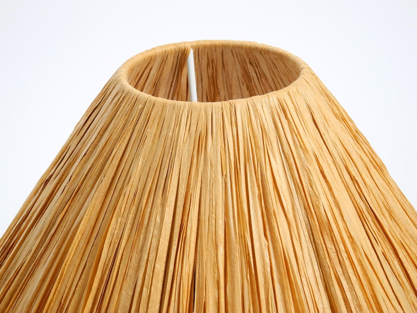 photo for sale Italian 1960s Table Lamp Made Of Wood And Leather With Paper Straw Lampshade
