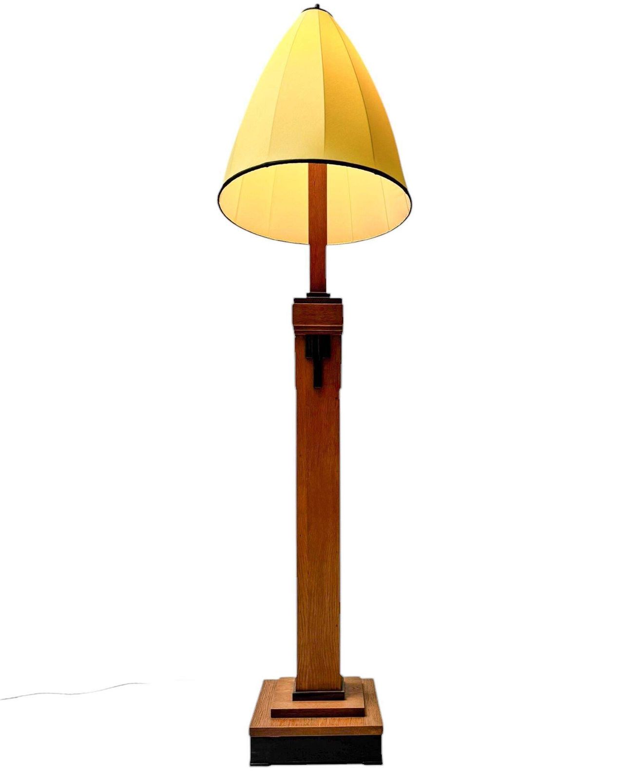 Art Deco Modernist Floor Lamp With Shantung Silk Shade, 1920s photo 2876.0