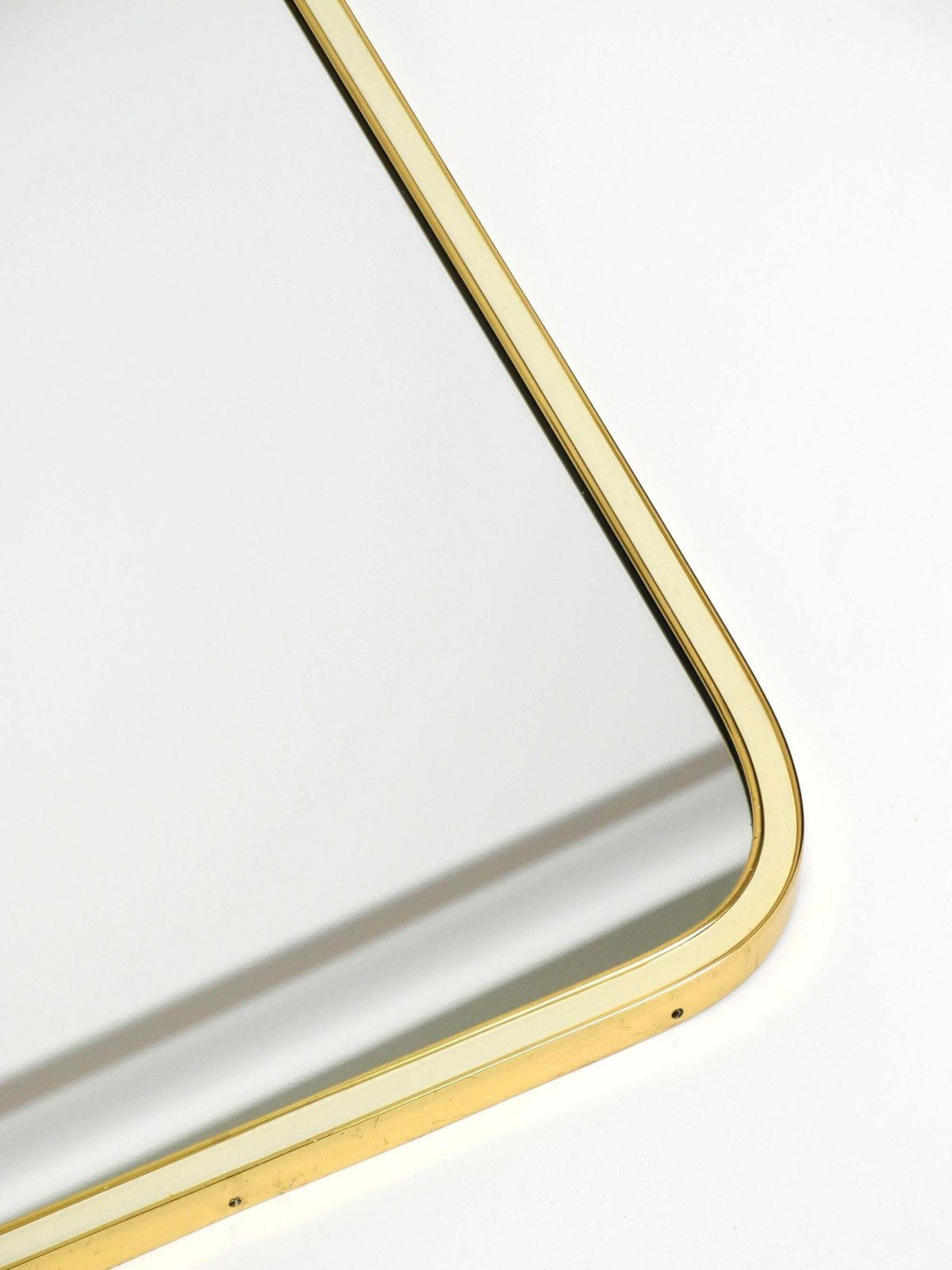 Large Heavy Long Mid Century Brass Wall Mirror By Münchner Zierspiegel photo vintage
