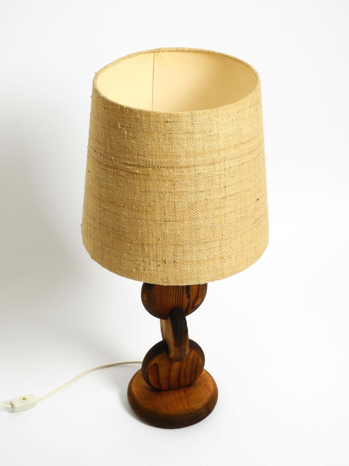 Large Rare Beautiful 1960s Table Lamp By Temde Made Of Pinewood photo Lighting