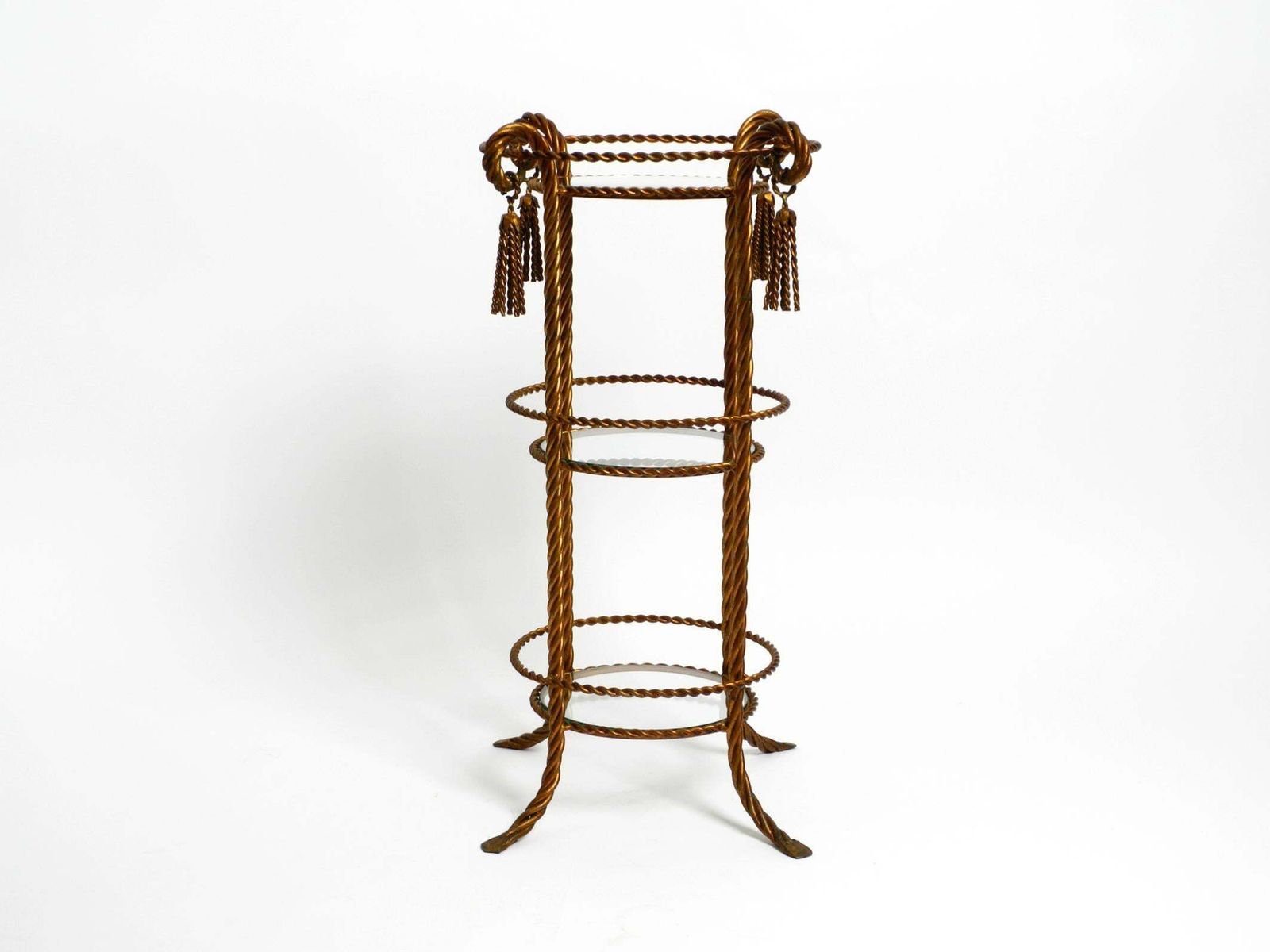 Beautiful Italian 60s Regency Side Table In Gold Plated Metal By Li Puma Firenze photo furniture
