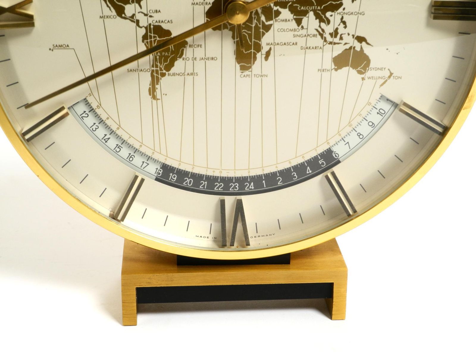 Large Battery Operated Brass World Clock Heinrich Möller For Kienzle From 1978 photo vintage