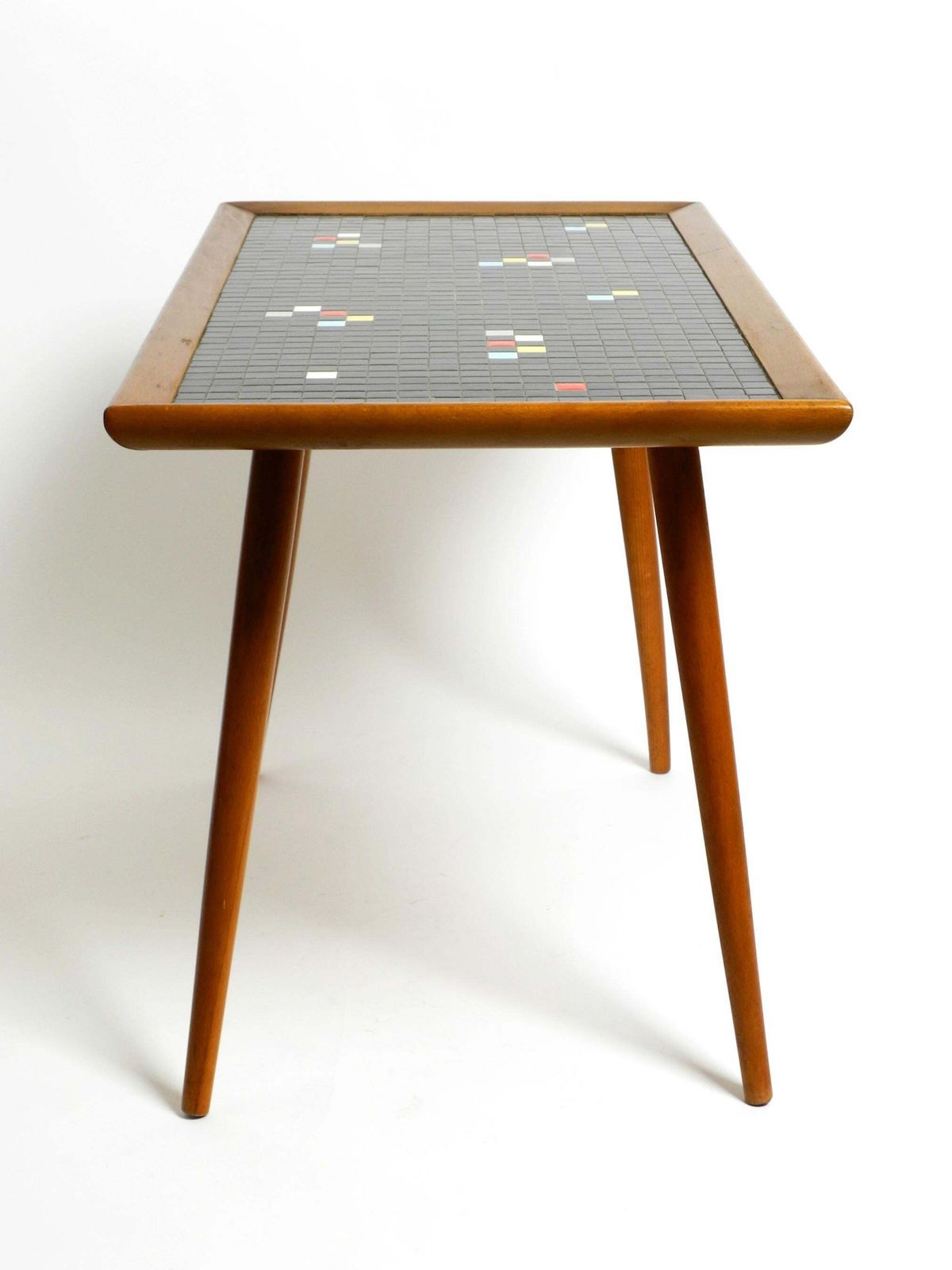 Beautiful Long Mid Century Walnut Wood Coffee Table With A Mosaic Surface photo 717.0