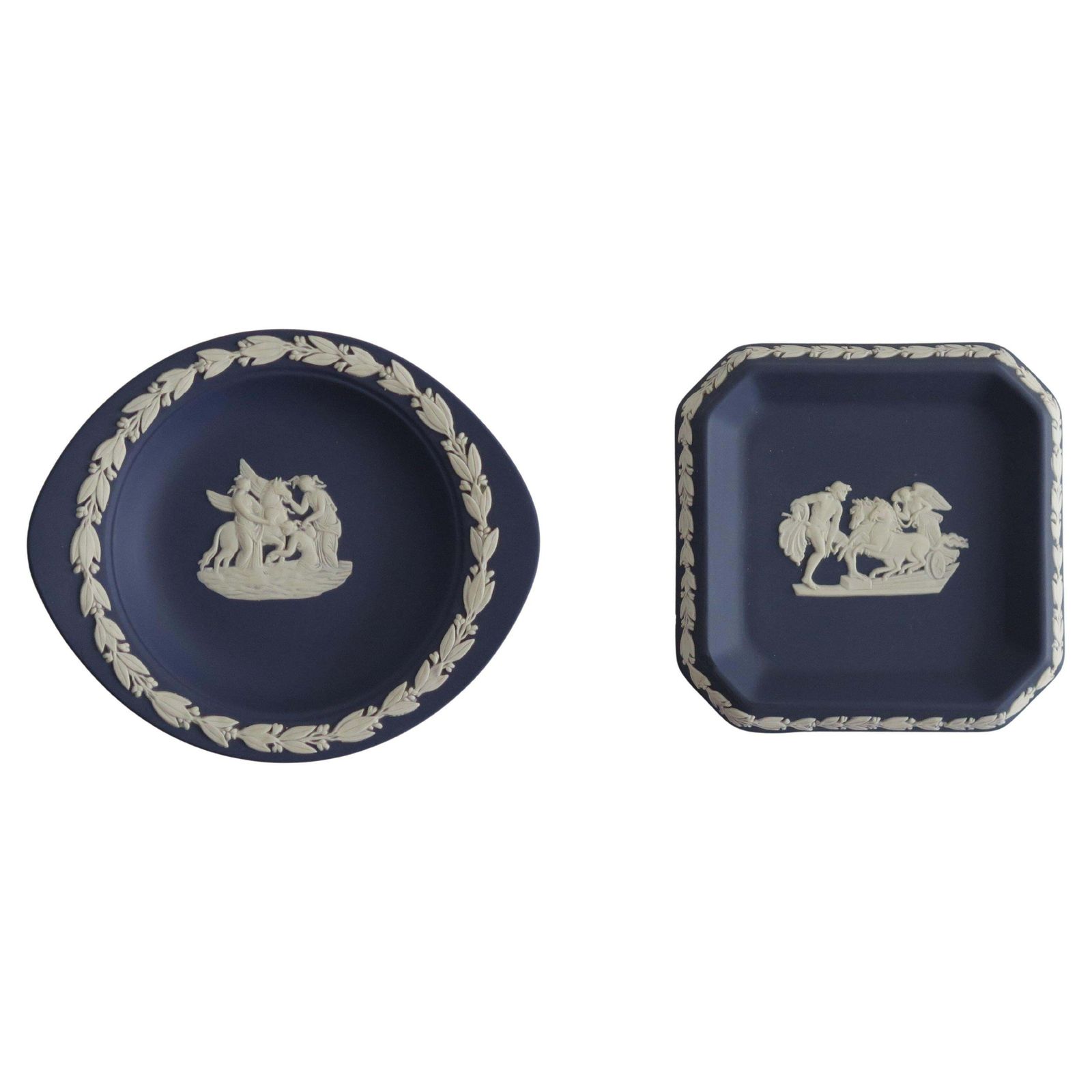 Two Wedgwood Jasperware Jewelry Dishes With Neoclassical Design, 20thc