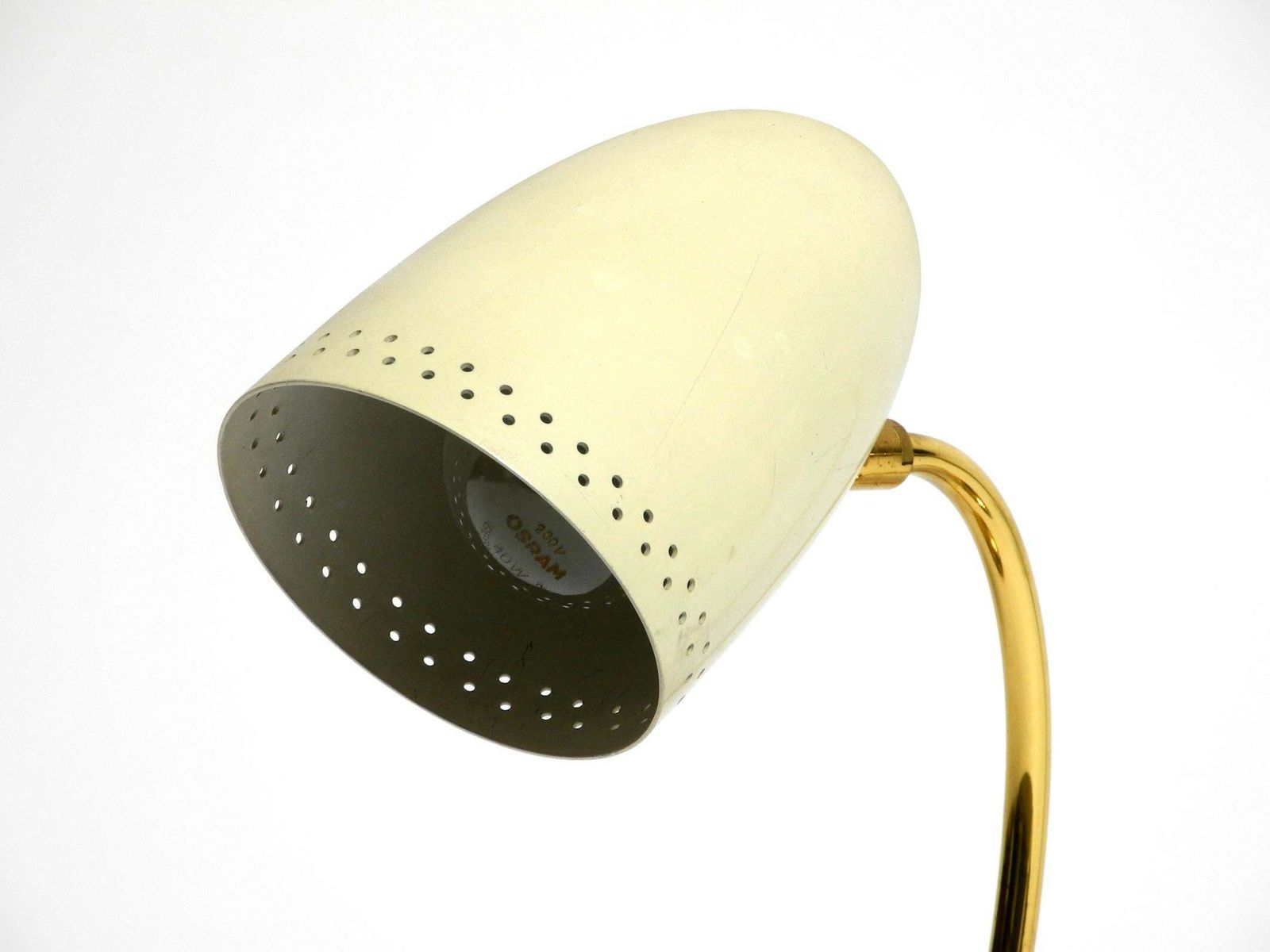 Pair Of Beautiful German Mid Century Modern Brass Table Lamps With Metal Shades photo vintage