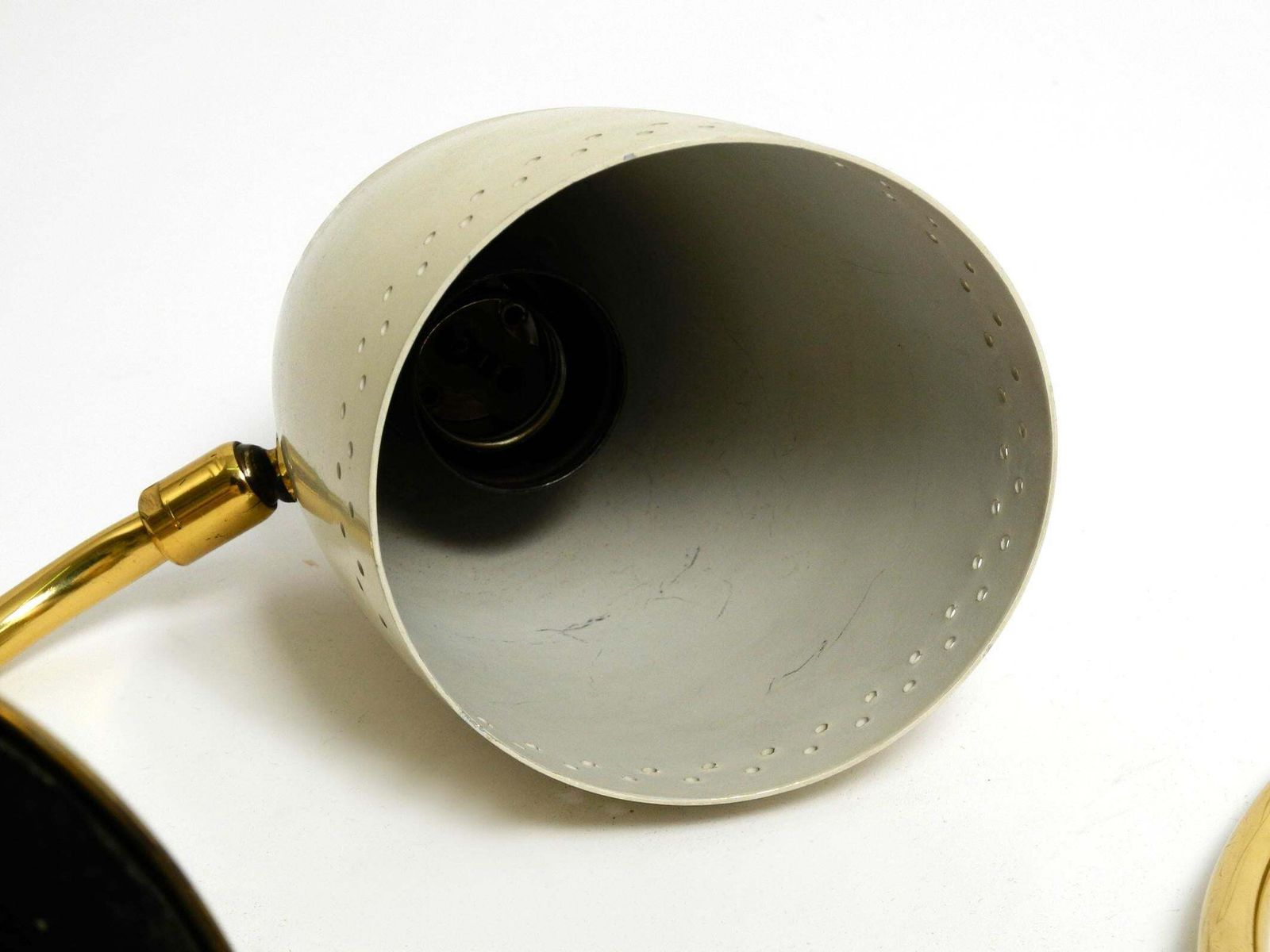 photo buy Pair Of Beautiful German Mid Century Modern Brass Table Lamps With Metal Shades