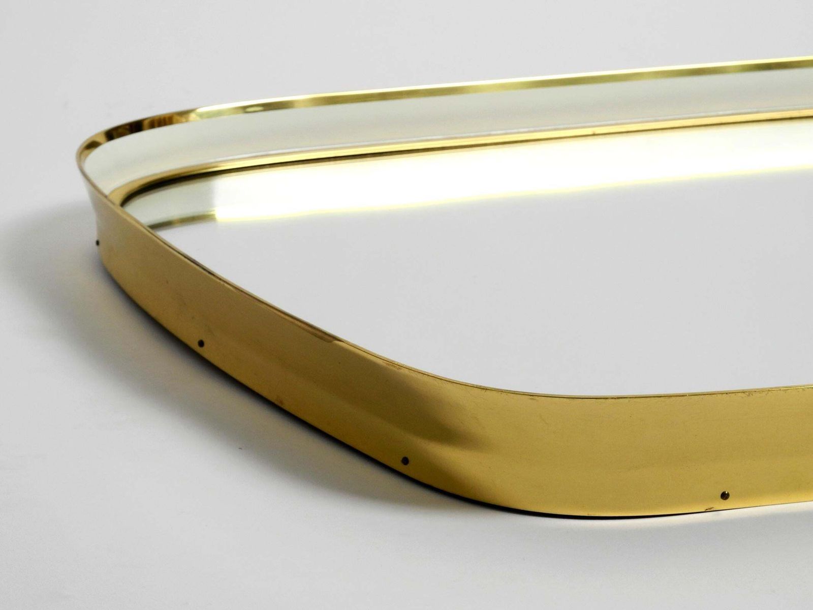 Huge Mid Century Modern "Zier Form" Wall Mirror With Heavy Brass Frame photo Home Decor