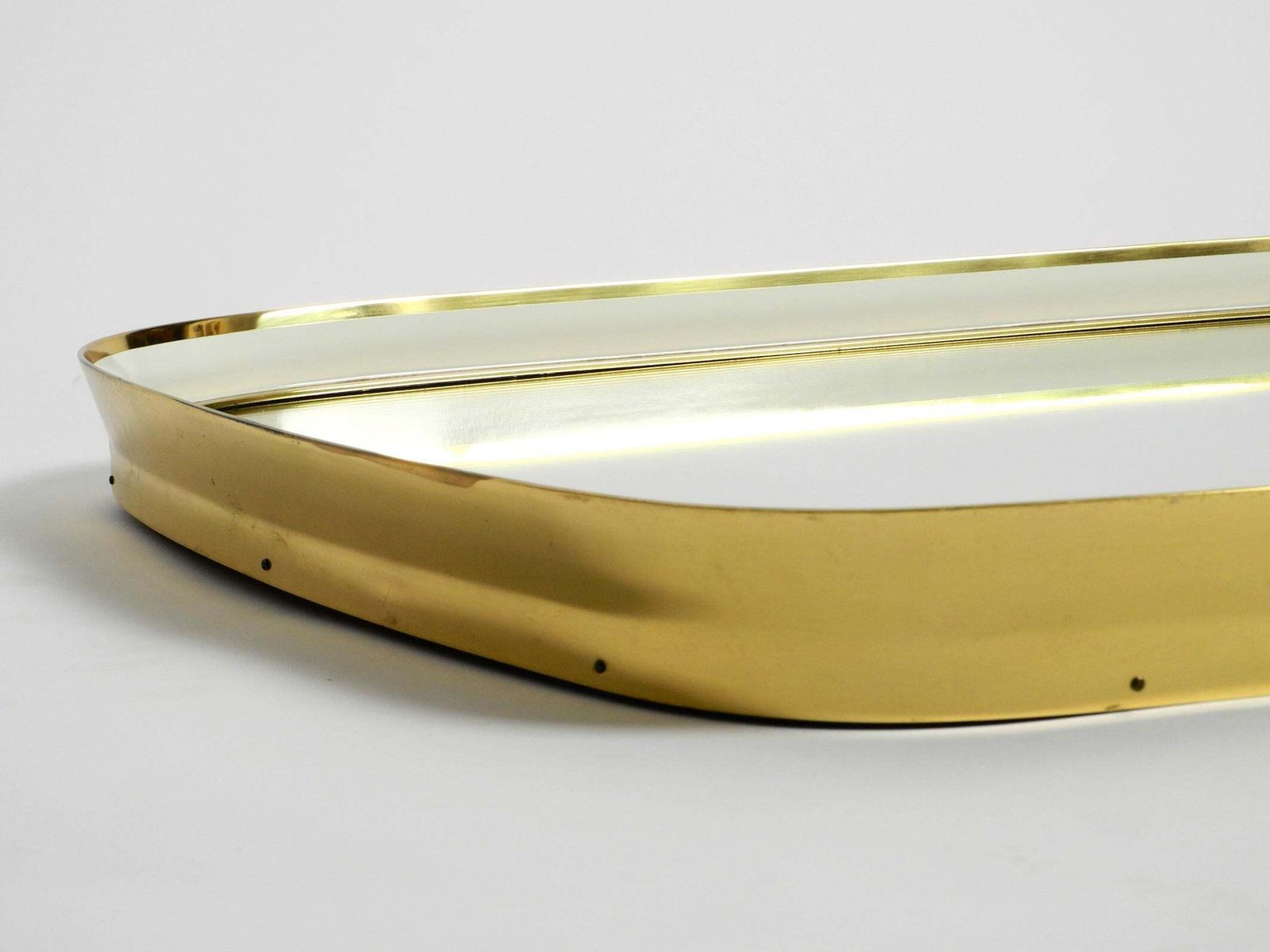 Huge Mid Century Modern "Zier Form" Wall Mirror With Heavy Brass Frame photo 1753.0