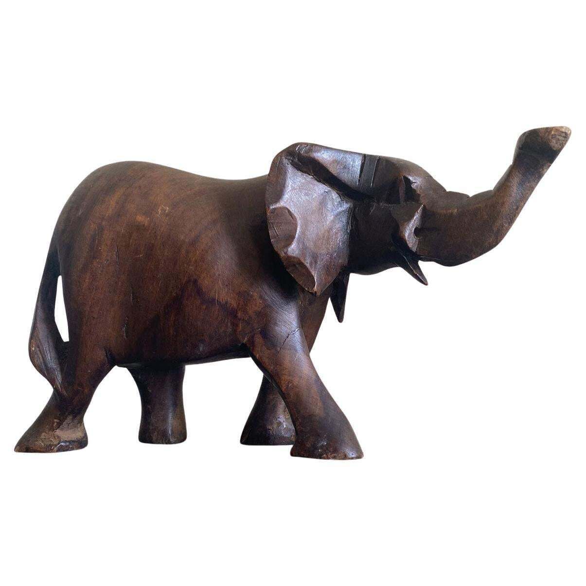 Italy Late 20th Century Carved Wooden Elephant