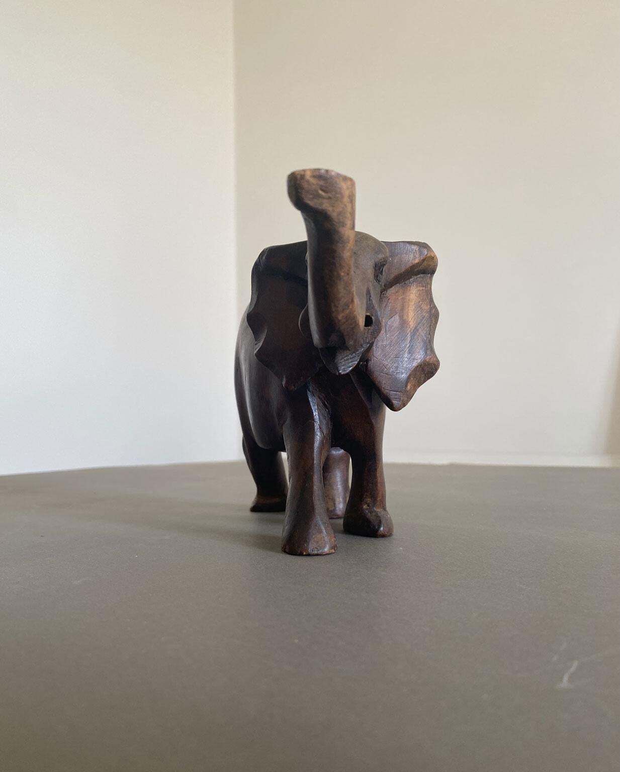 Italy Late 20th Century Carved Wooden Elephant photo Art