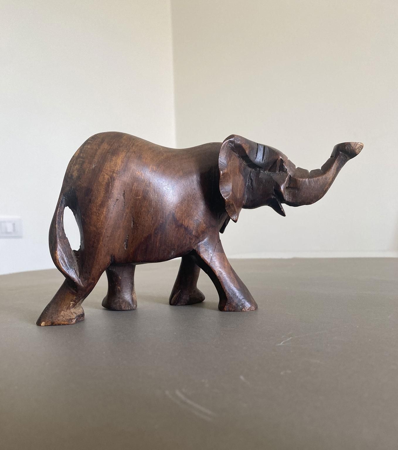 photo for sale Italy Late 20th Century Carved Wooden Elephant