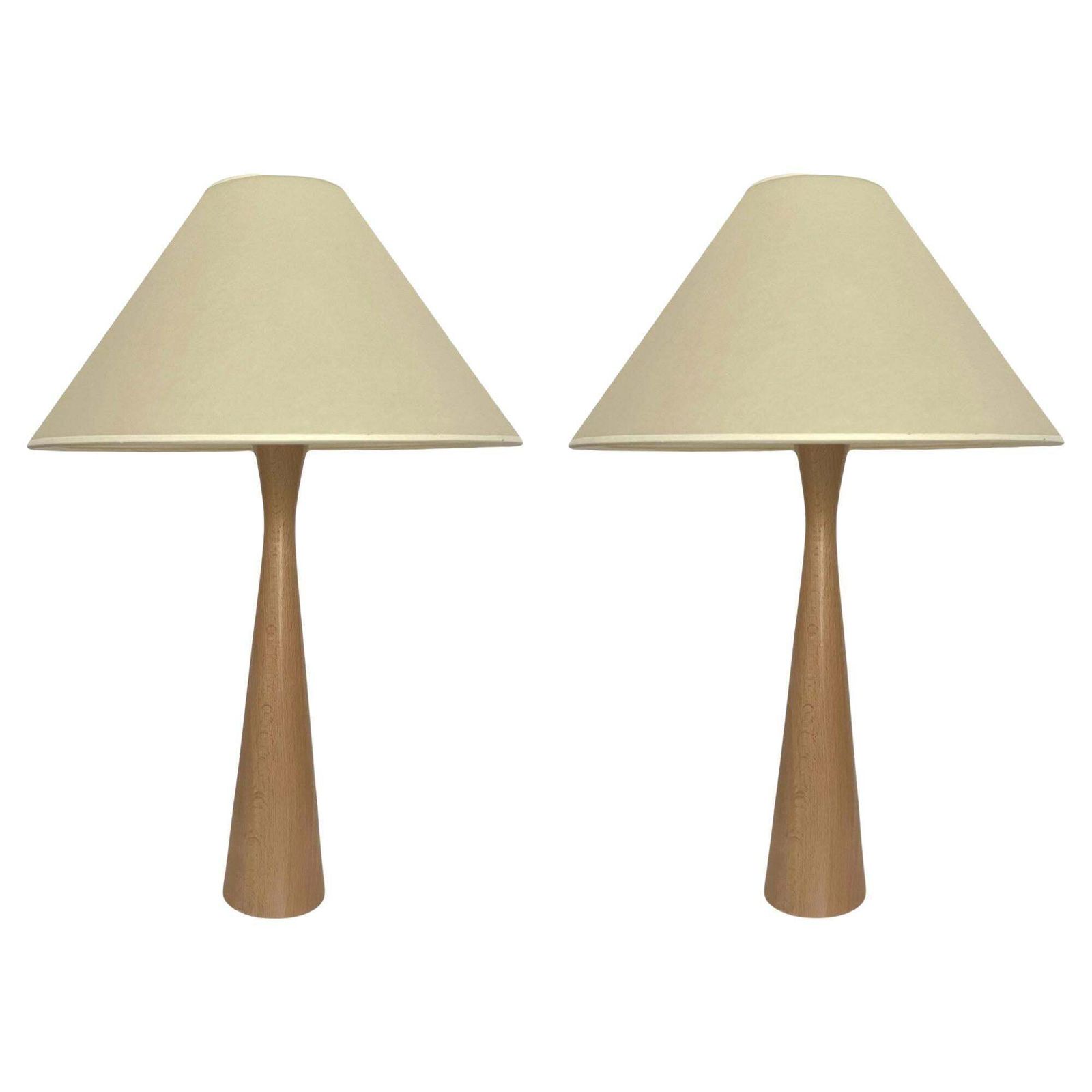 Postmodern Pair Of "Fina" Wood Table Lamps By Blauet, Barcelona, 1990s