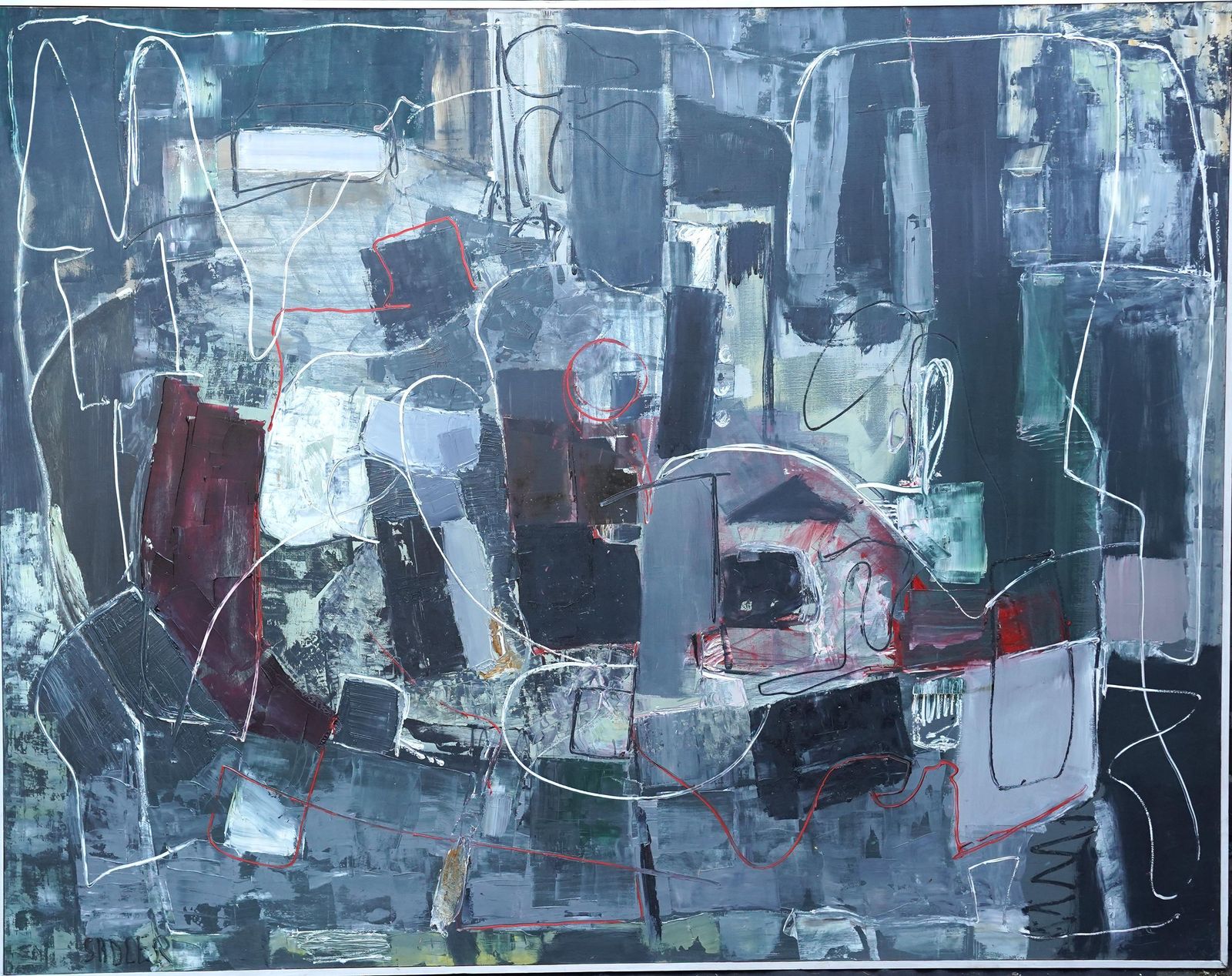 Robert Sadlersouvenir 1958   British Fifties Abstract Art Oil Painting Suffolk Artist1958