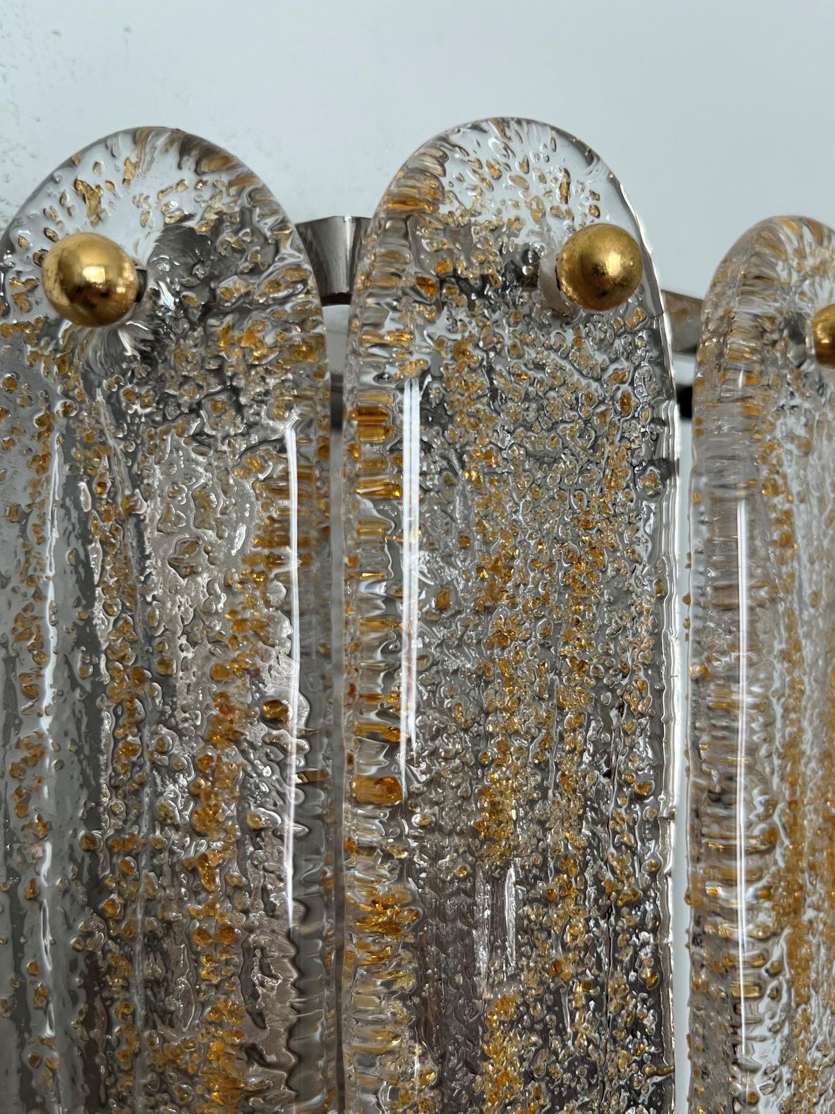 Italian Mid Century Amber Murano Glass Wall Sconce By Mazzega, 1970s photo vintage