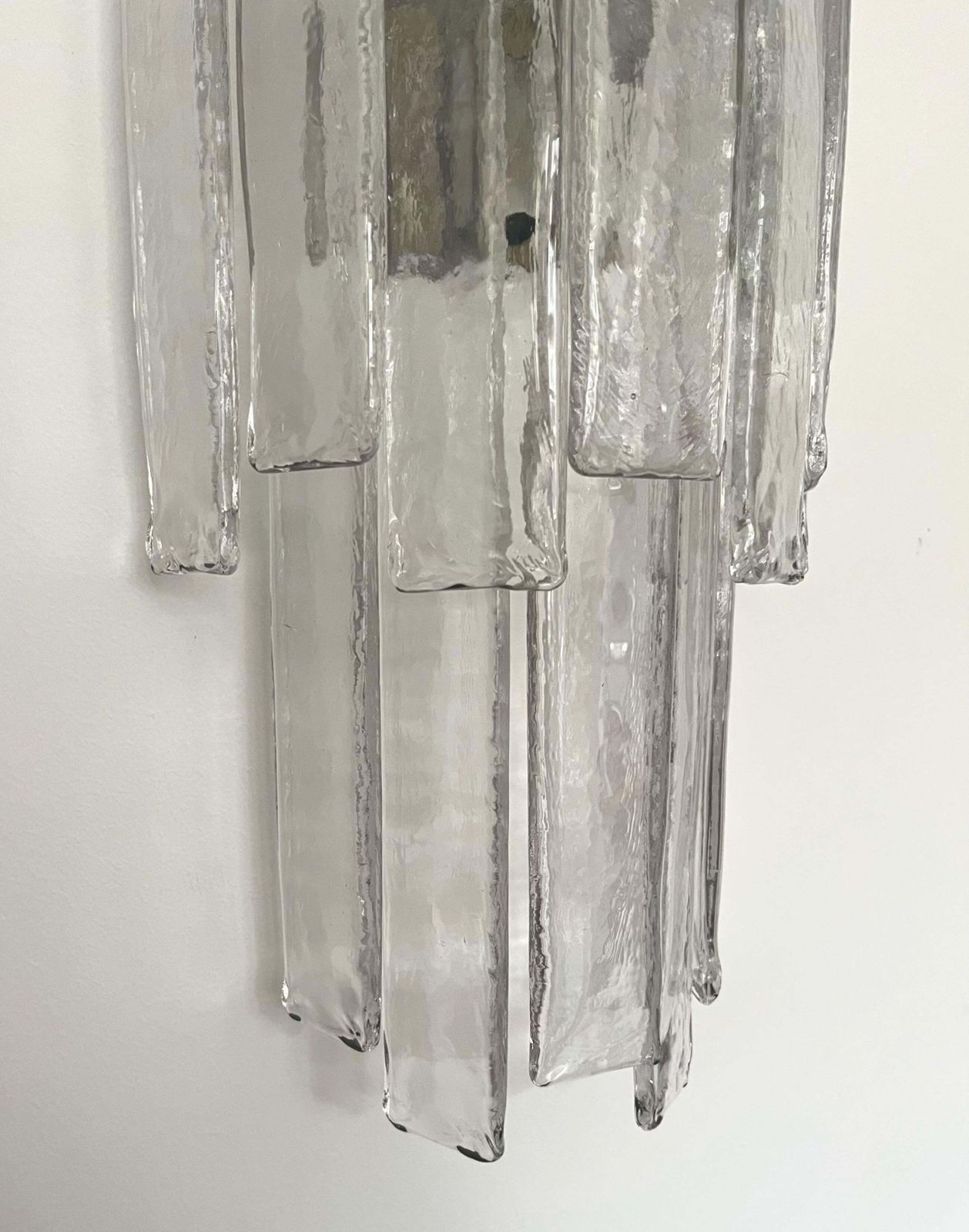 photo furniture Italian Midcentury Long Clear Murano Pair Of Wall Sconces By Mazzega, 1970s