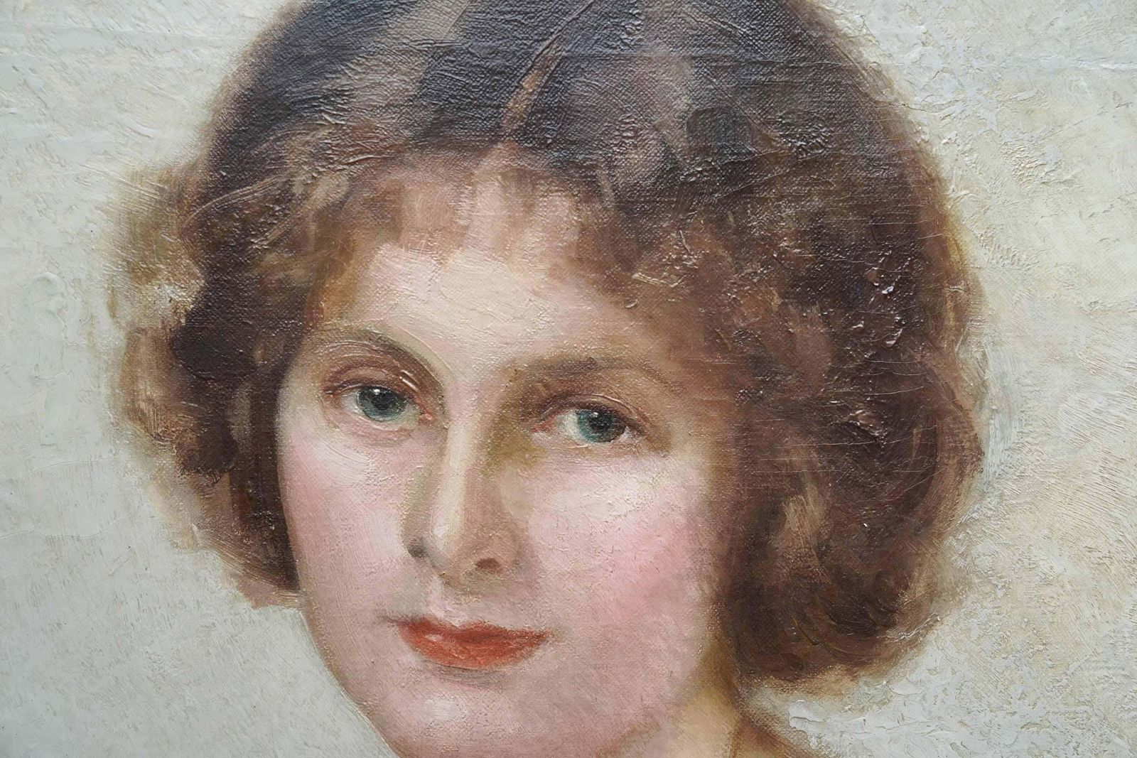 James P Barracloughportrait Of A Lady In Pink Dress   British 1920's Art Deco Portrait Oil Painting1923 photo vinterior