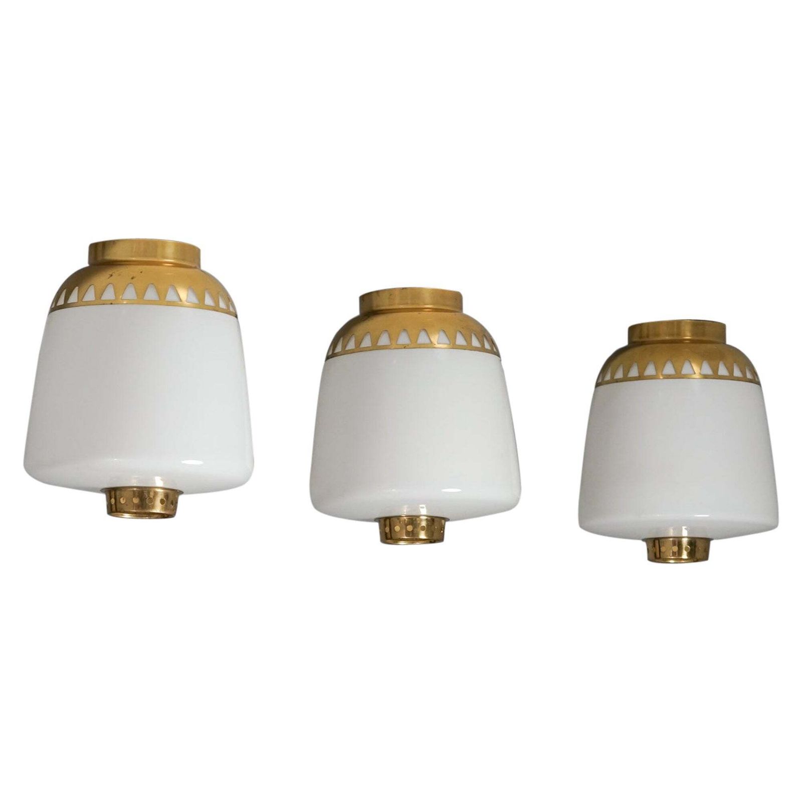 Set Of Three Rare Flush Mounts, Lisa Johansson Pape, Orno Oy, 1940/1950s
