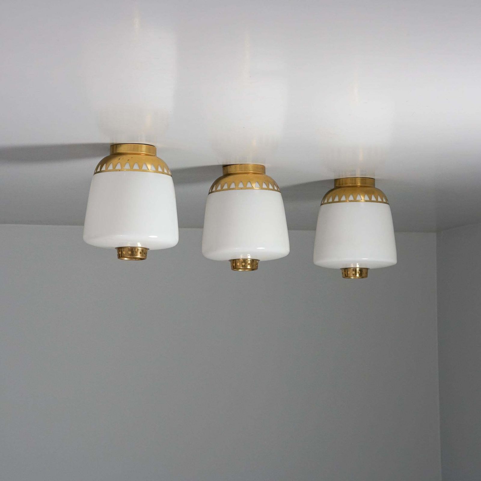 Set Of Three Rare Flush Mounts, Lisa Johansson Pape, Orno Oy, 1940/1950s photo furniture
