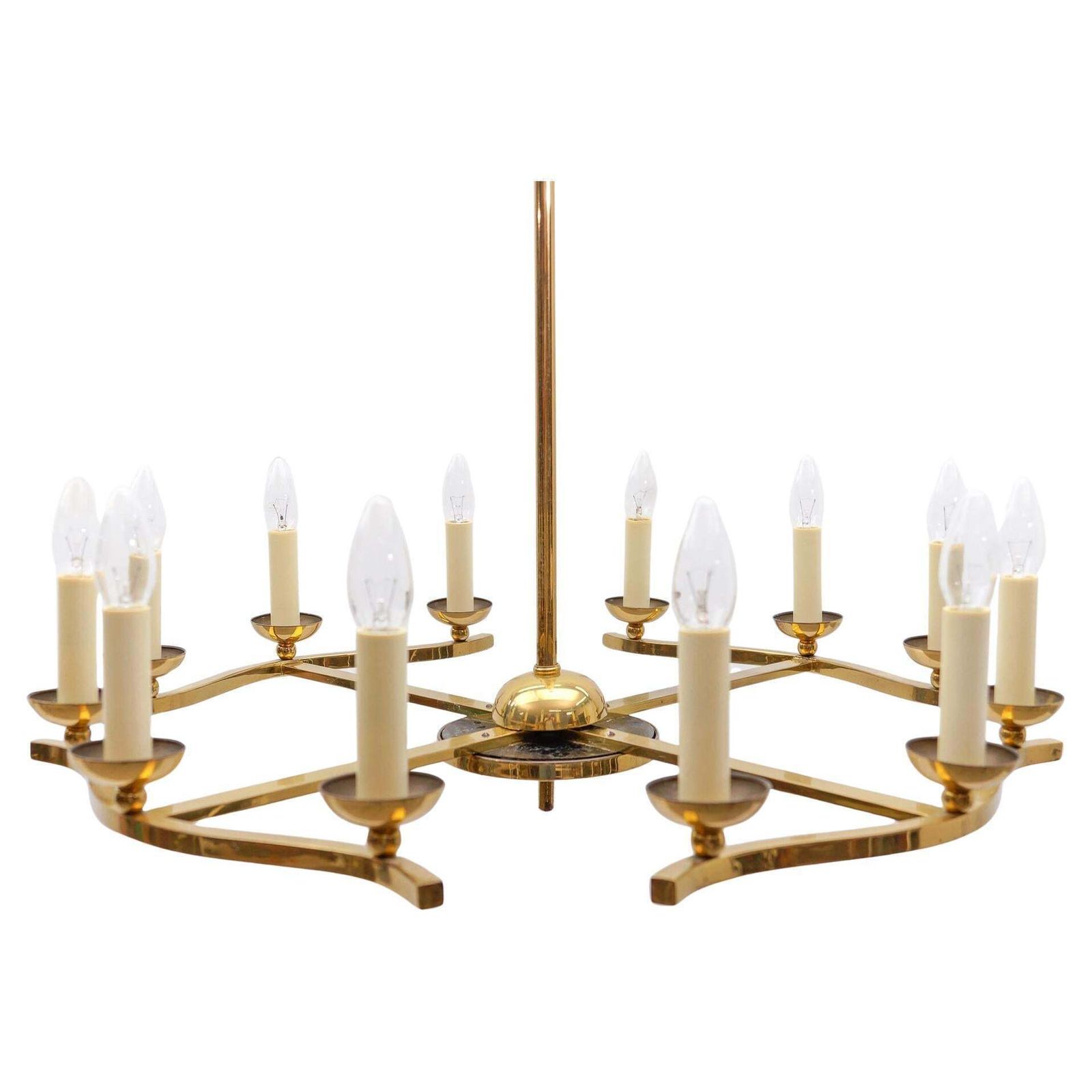Amazing Huge Chandelier In Brass, Vereinigte Werkstätten München, 1950s Germany