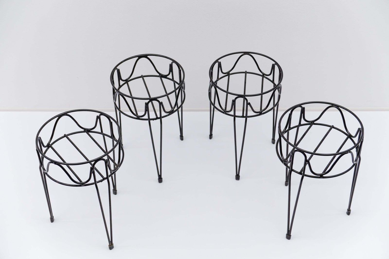 Set Of Four Mid Century Modern String Metal Flower Stands, 1950s Sweden photo for sale