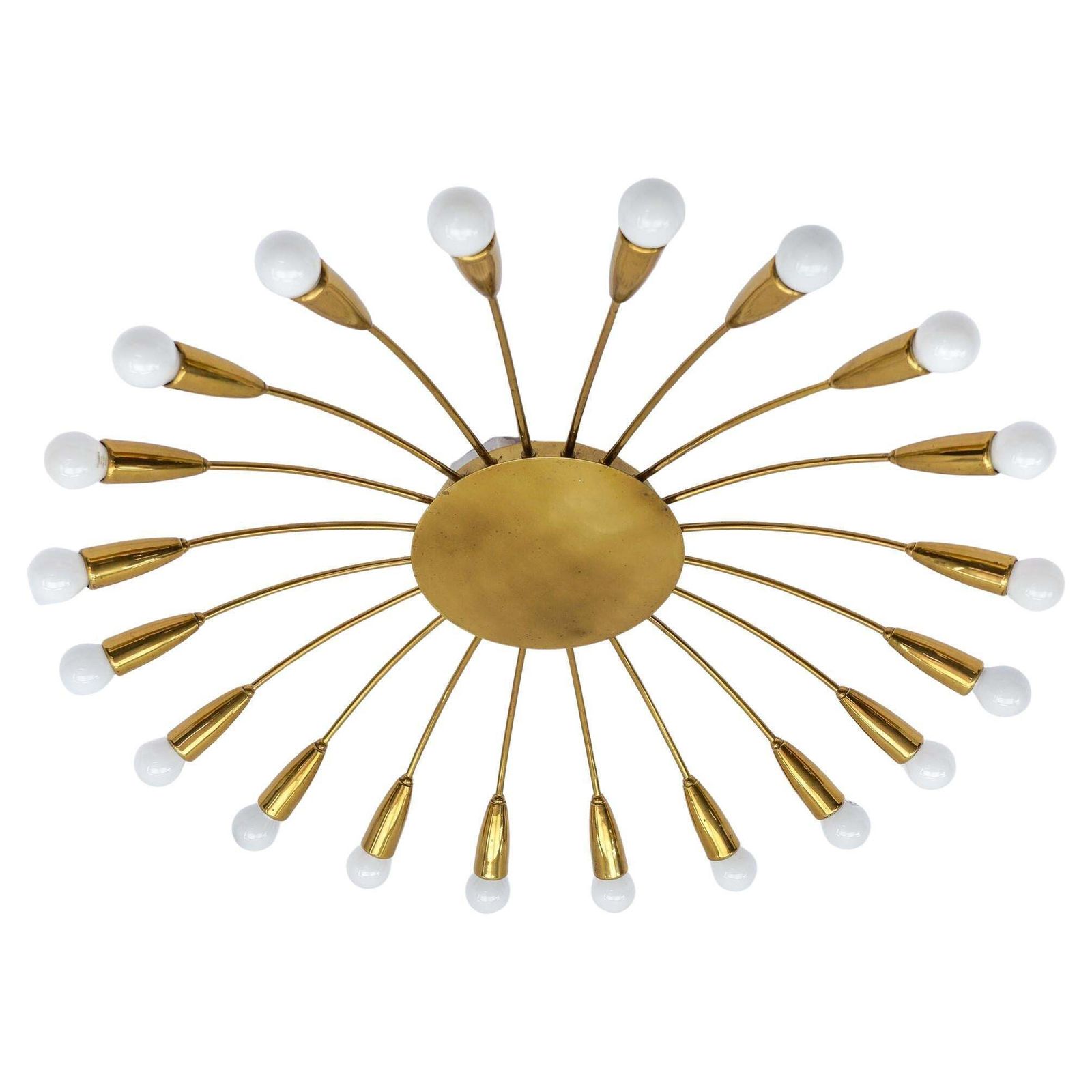 Large Mid Century Modern 20 Arm Brass Sputnik Lamp, Germany, 1950s