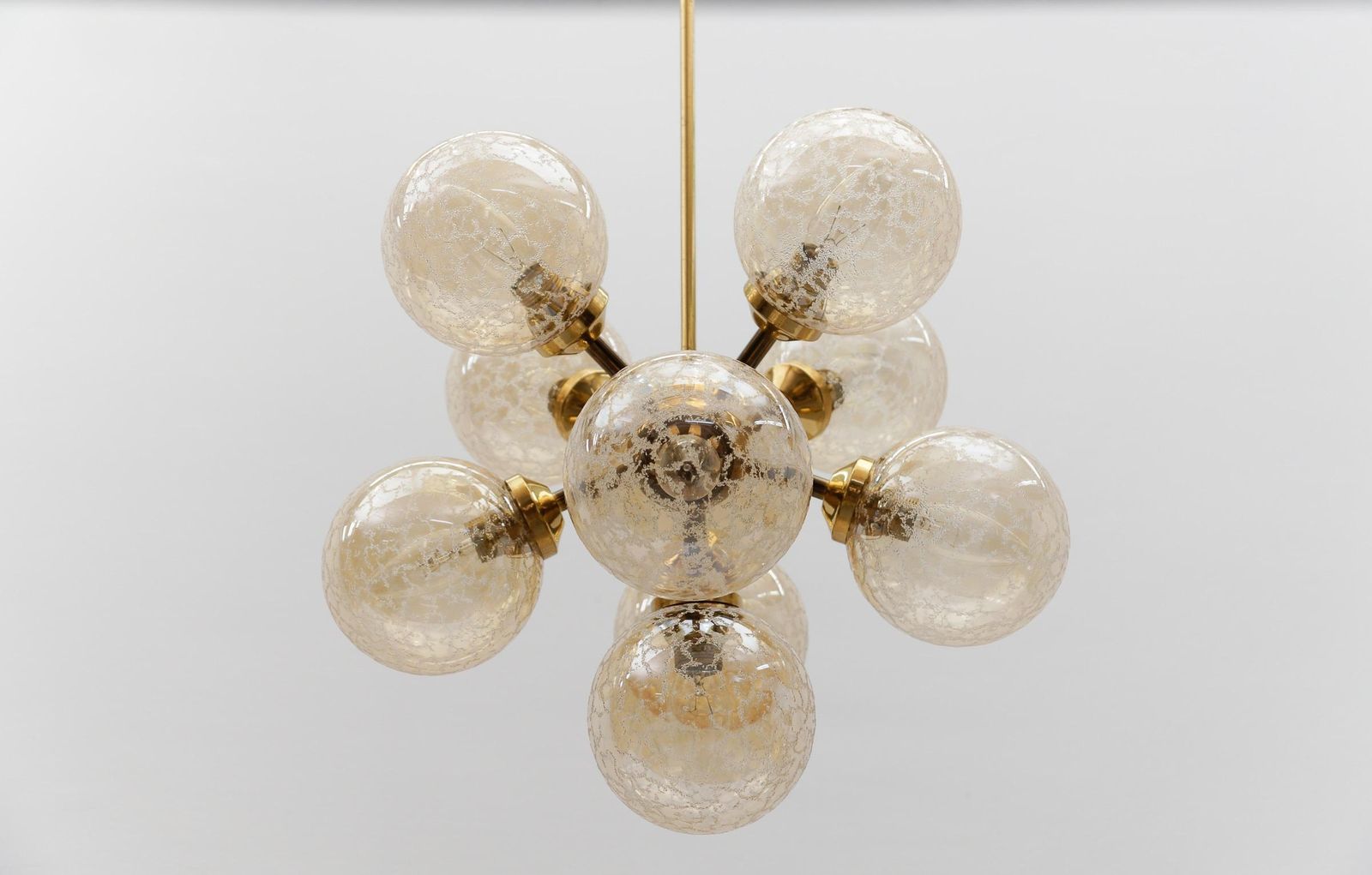 Mid Century Modern Ceiling Lamp With 9 Amber Glasses, 1960s Italy photo vinterior