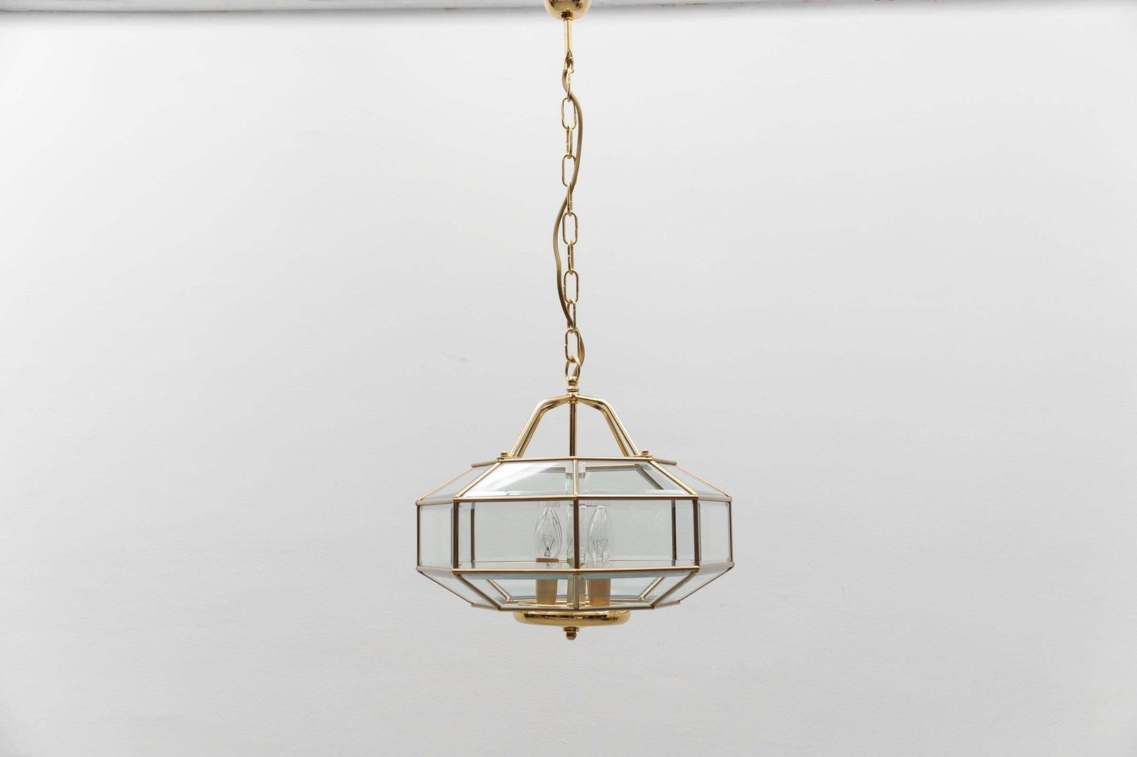 Lovely Elegant Cut Glass Pendant Lamp, Italy 1960s photo for sale