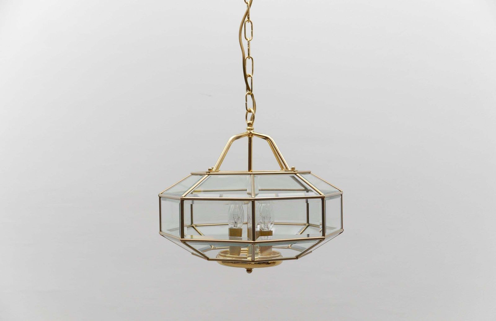 Lovely Elegant Cut Glass Pendant Lamp, Italy 1960s photo buy