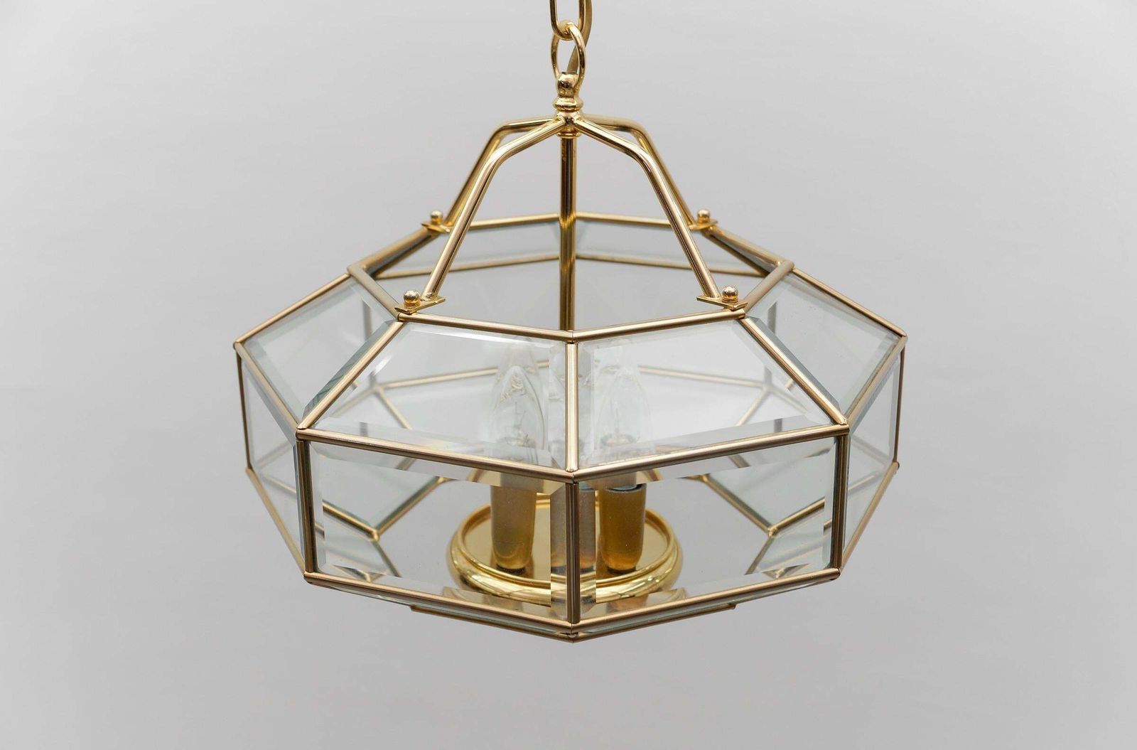 Lighting Lovely Elegant Cut Glass Pendant Lamp, Italy 1960s photo