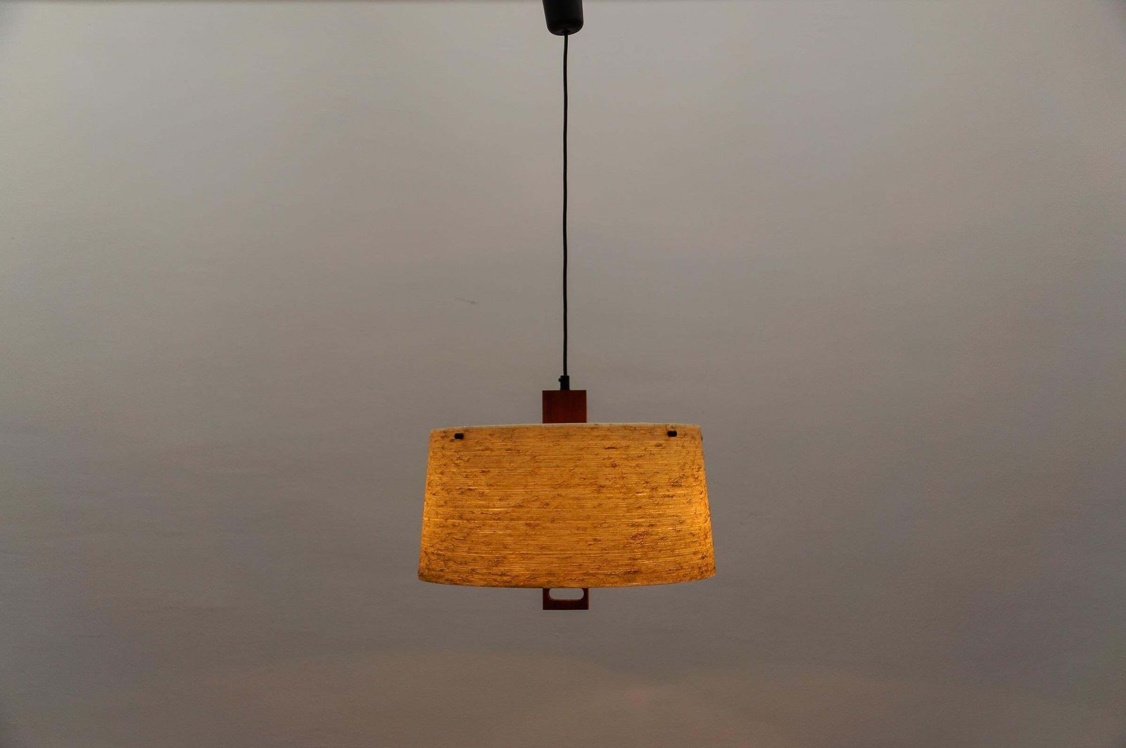 Lovely Ceiling Lamp In Teak And Glass Fiber By Temde Swiss, 1960s photo Lighting