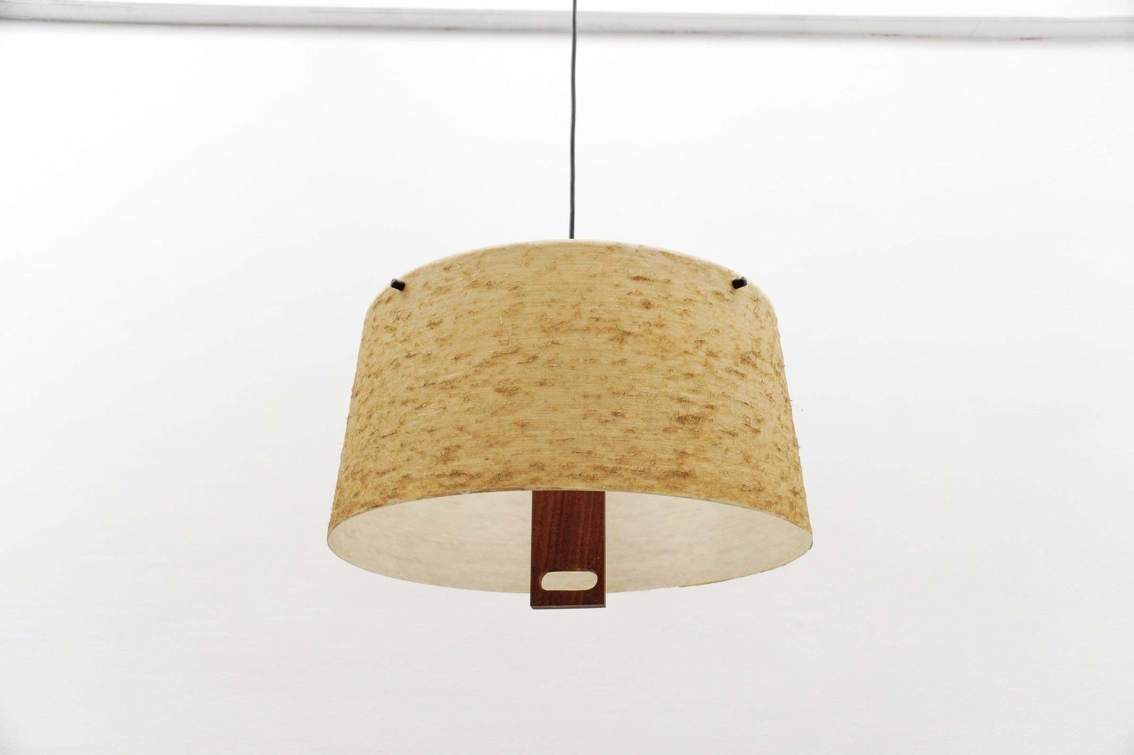 Lovely Ceiling Lamp In Teak And Glass Fiber By Temde Swiss, 1960s photo vinterior