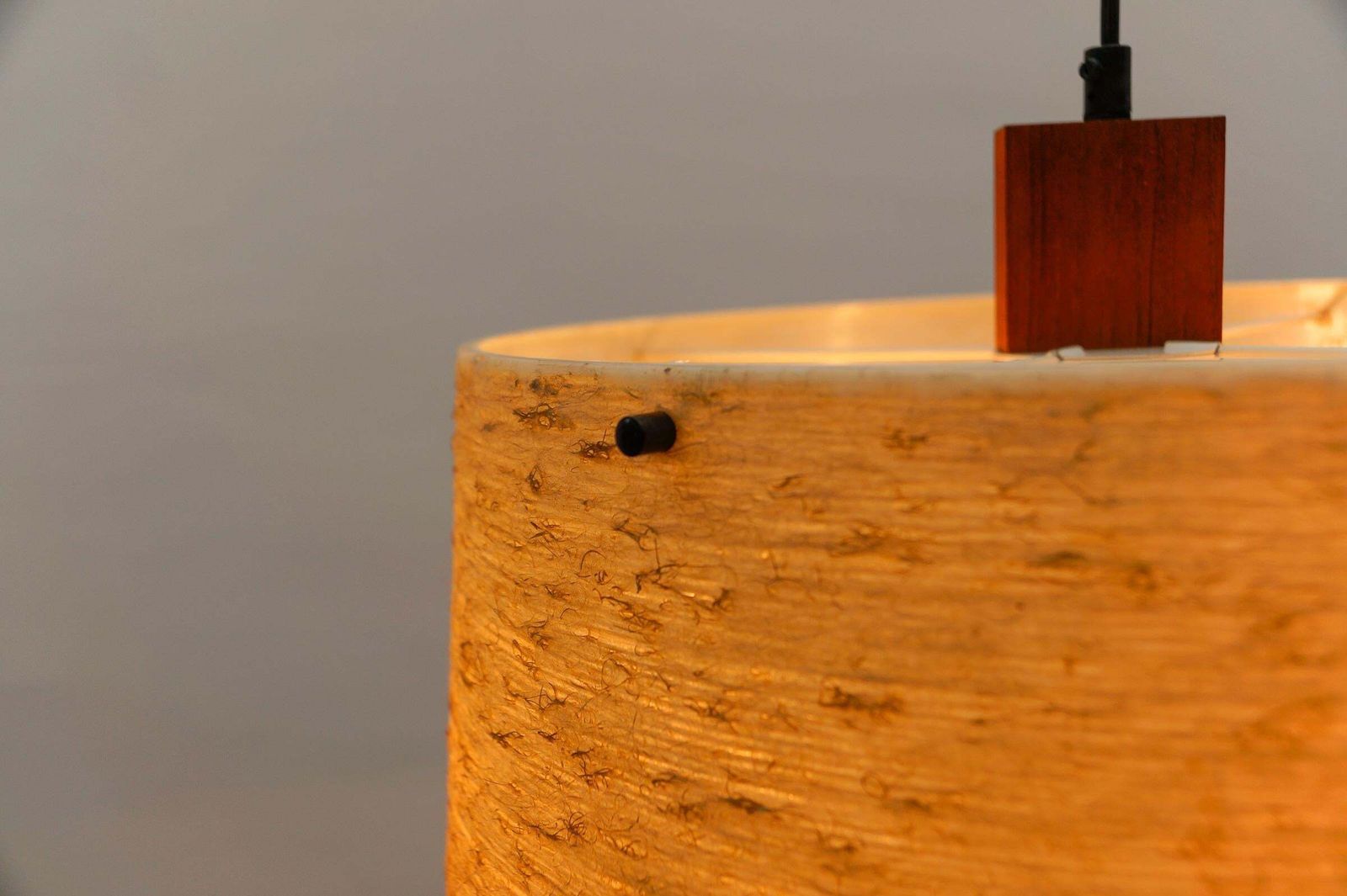 photo vintage Lovely Ceiling Lamp In Teak And Glass Fiber By Temde Swiss, 1960s
