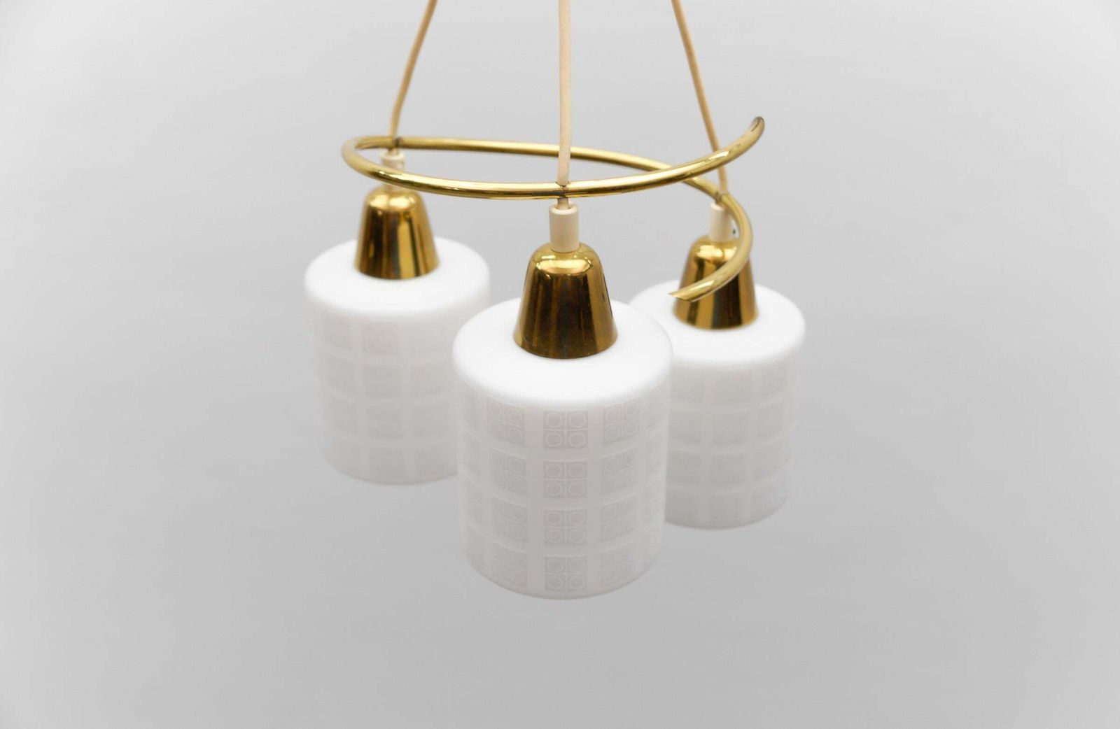 Mid Century Modern Brass And Opal Glass Pendant Lamp, 1950s photo buy