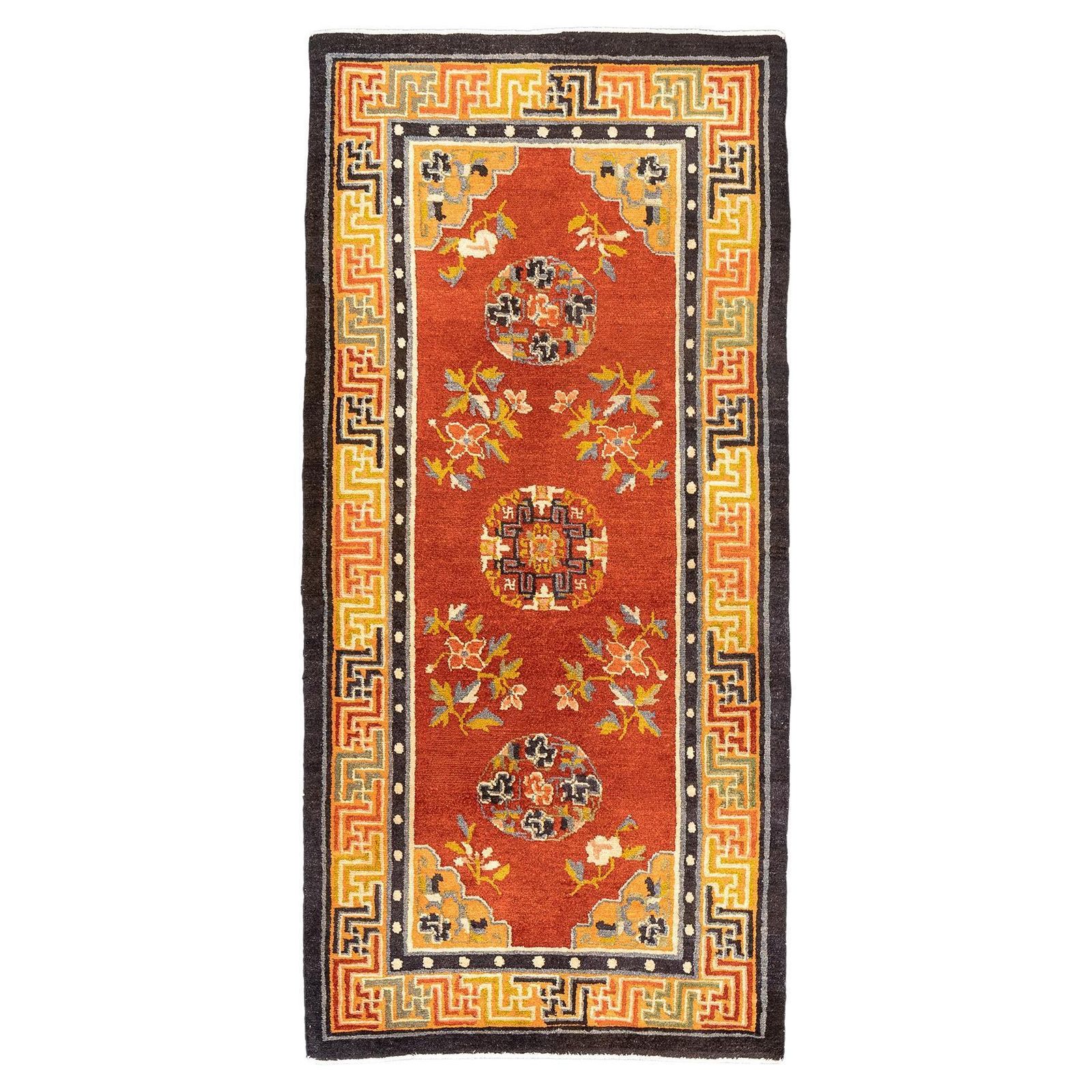 Tibetan Rug Red Field Spiritual Symbolism