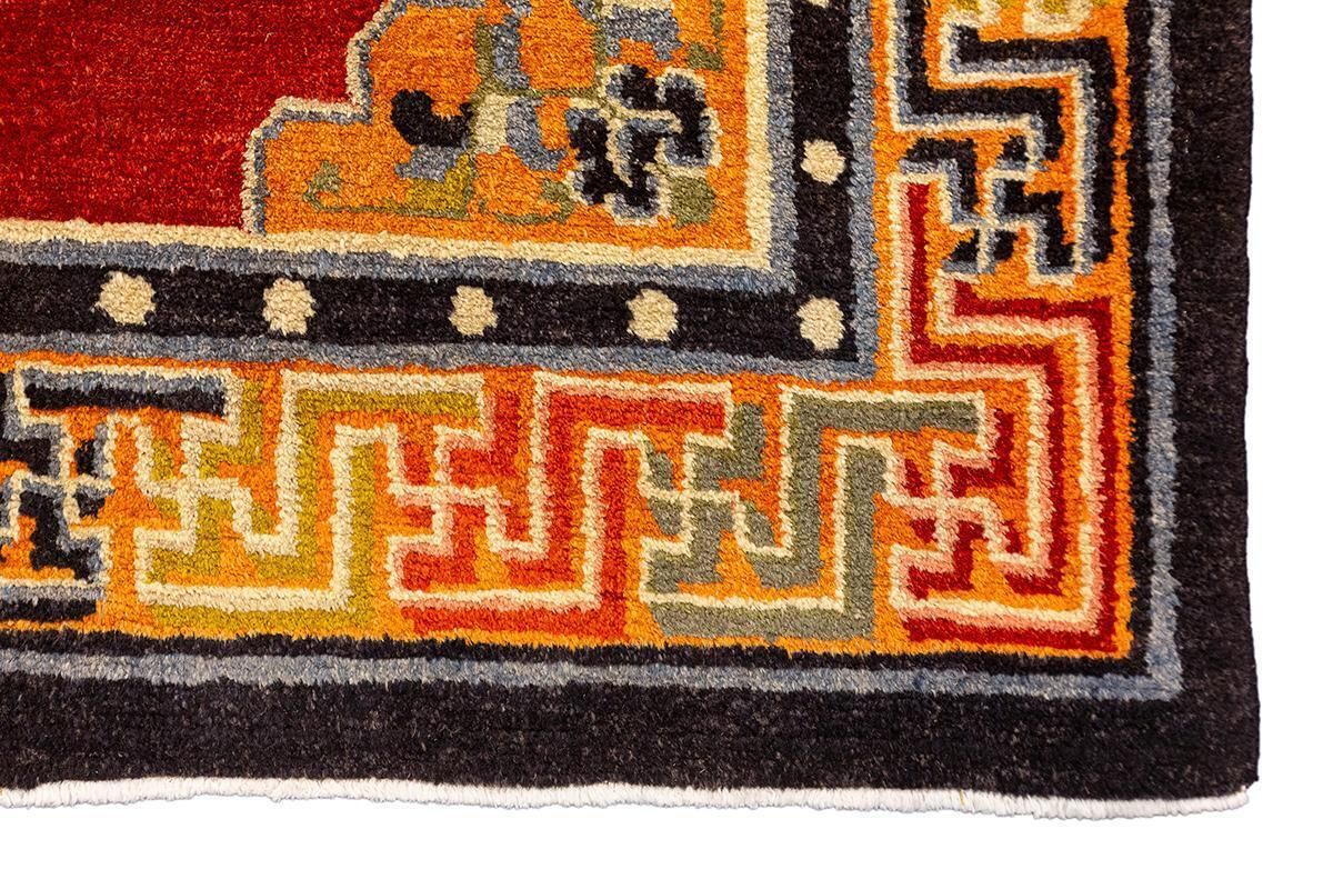 Tibetan Rug Red Field Spiritual Symbolism photo 2203.0