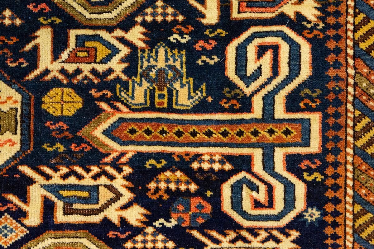 Caucasian Rug Perpedil Ram's Horns photo vintage