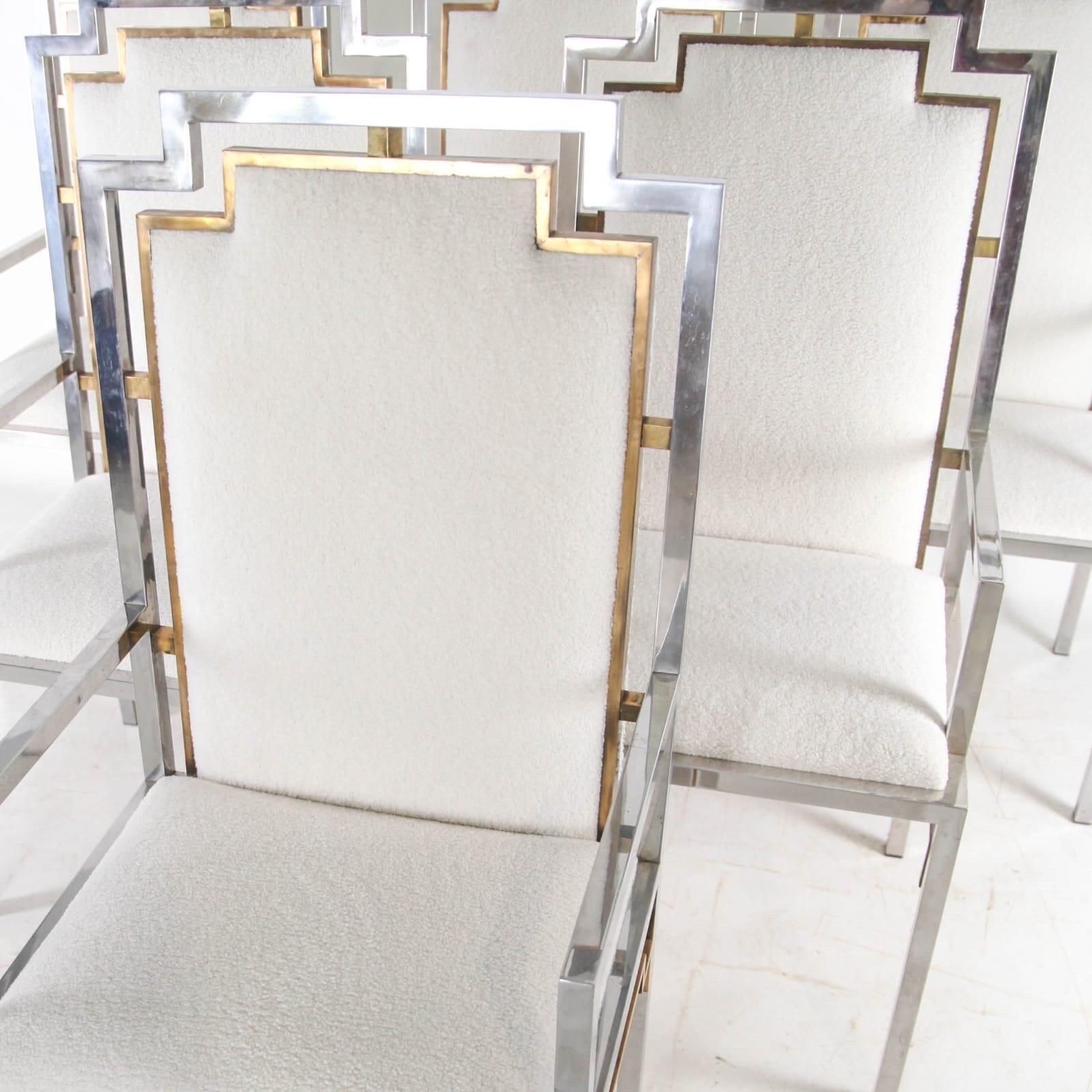 Set Of 6 Steel And Brass Armchairs photo vinterior