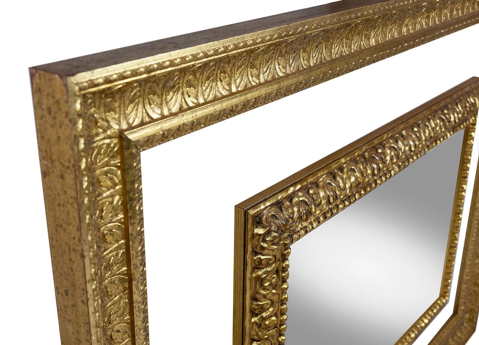 Pair Of Large Italian Hand Carved Gilt Wood Wall Mirrors photo for sale