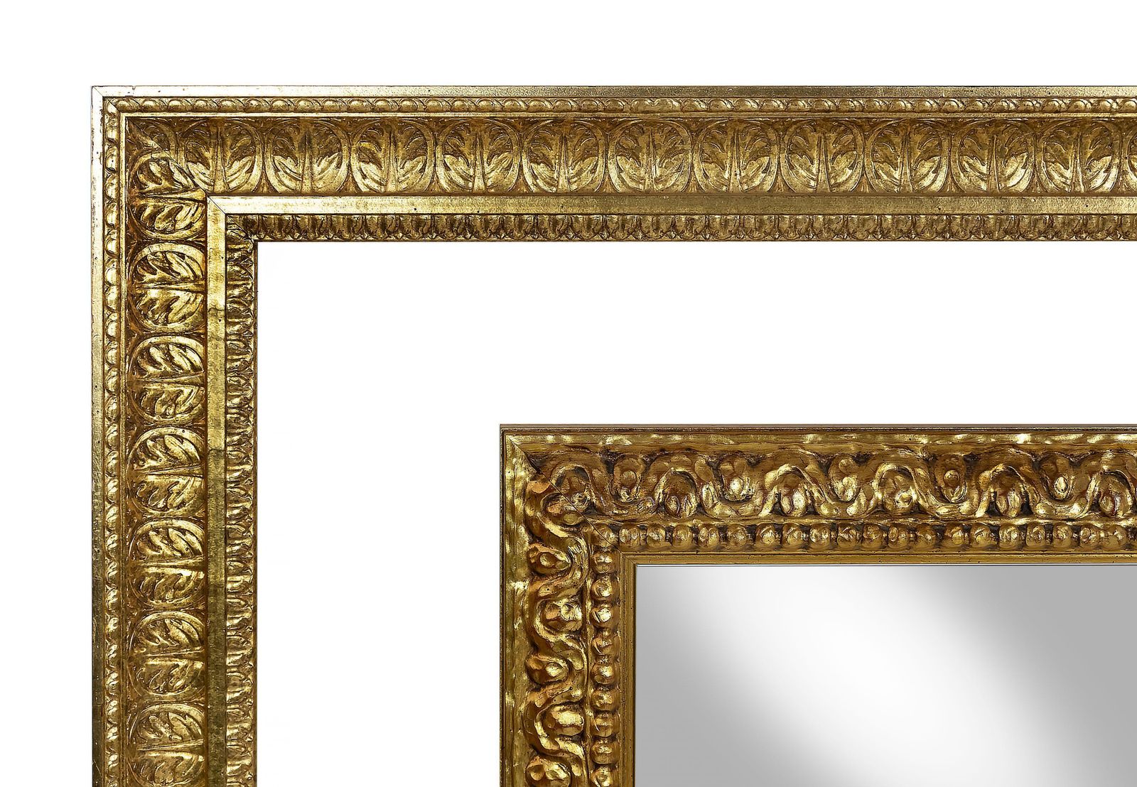 Pair Of Large Italian Hand Carved Gilt Wood Wall Mirrors photo vinterior