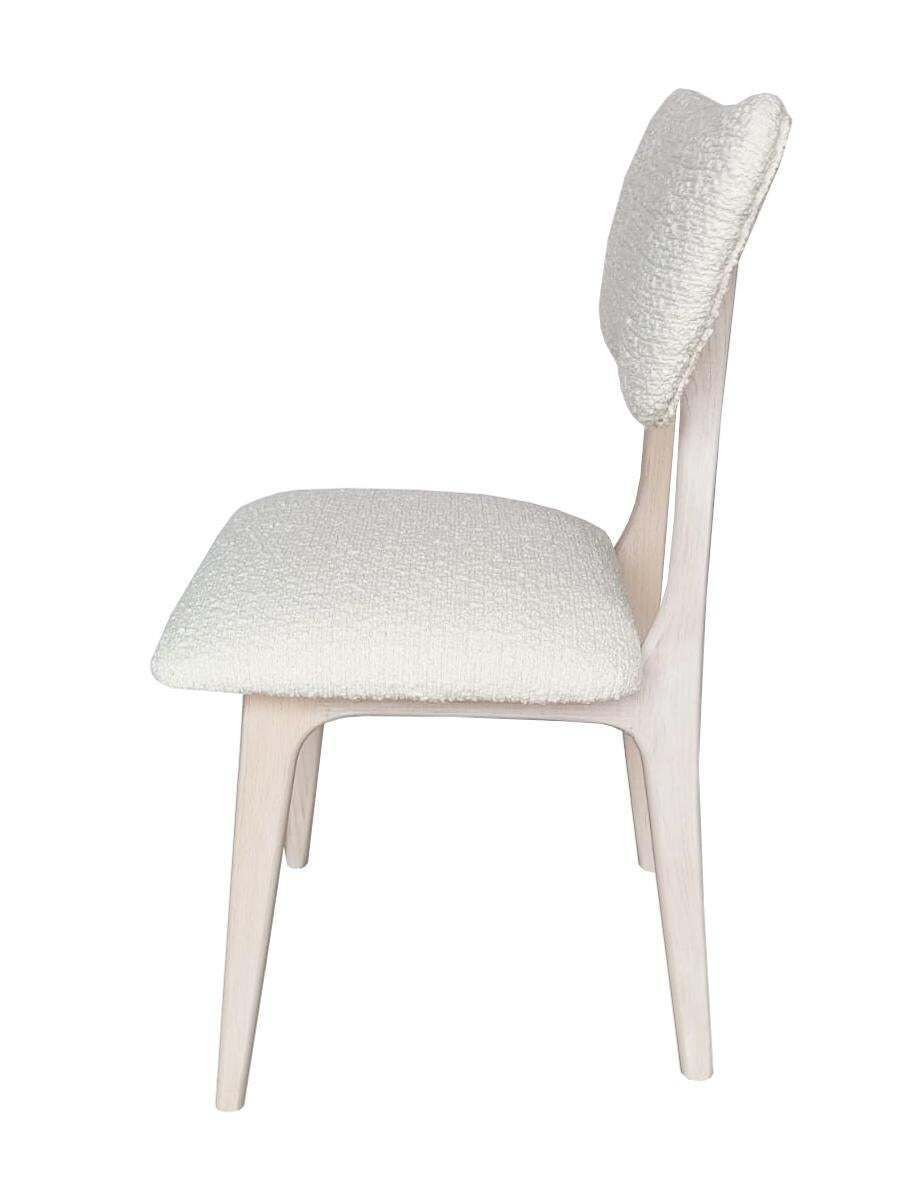 Mid Century Vlindersstoel, Witte Bouclé Stof, Wit Eiken Hout, Europa, Jaren 1960 photo Meubels
