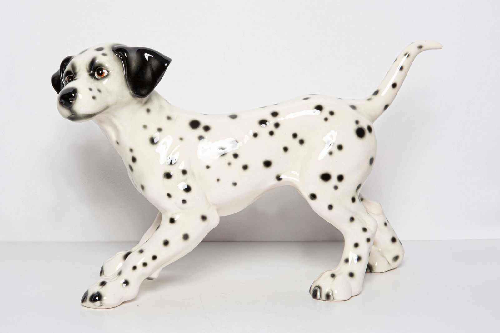 Mid Century White Big Dalmatian Dog Ceramic Sculpture, Goebel, Germany, 1960s photo furniture