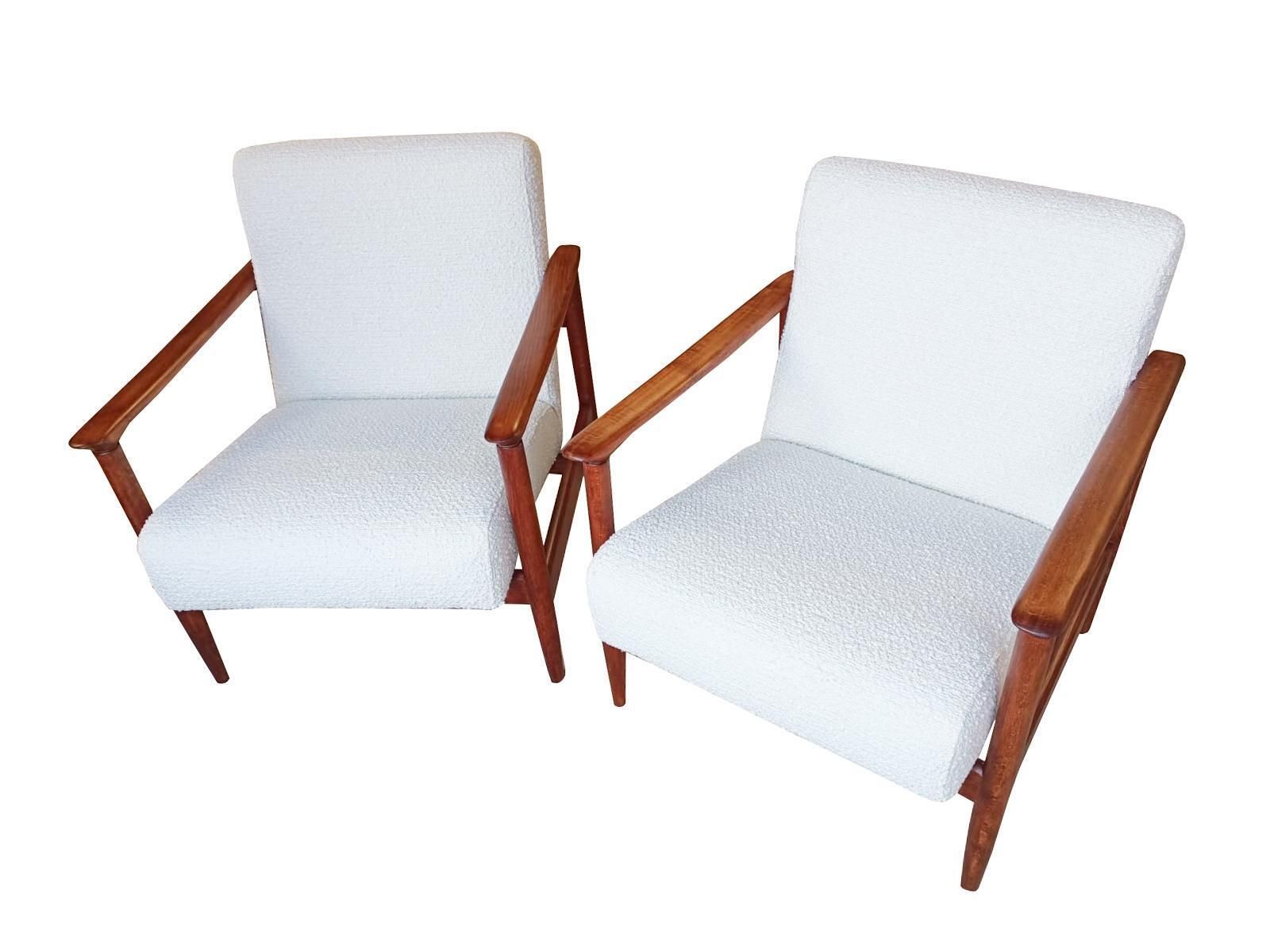 photo furniture Mid Century Vintage White Boucle Armchair, Gfm 142, Edmund Homa, Europe, 1960s