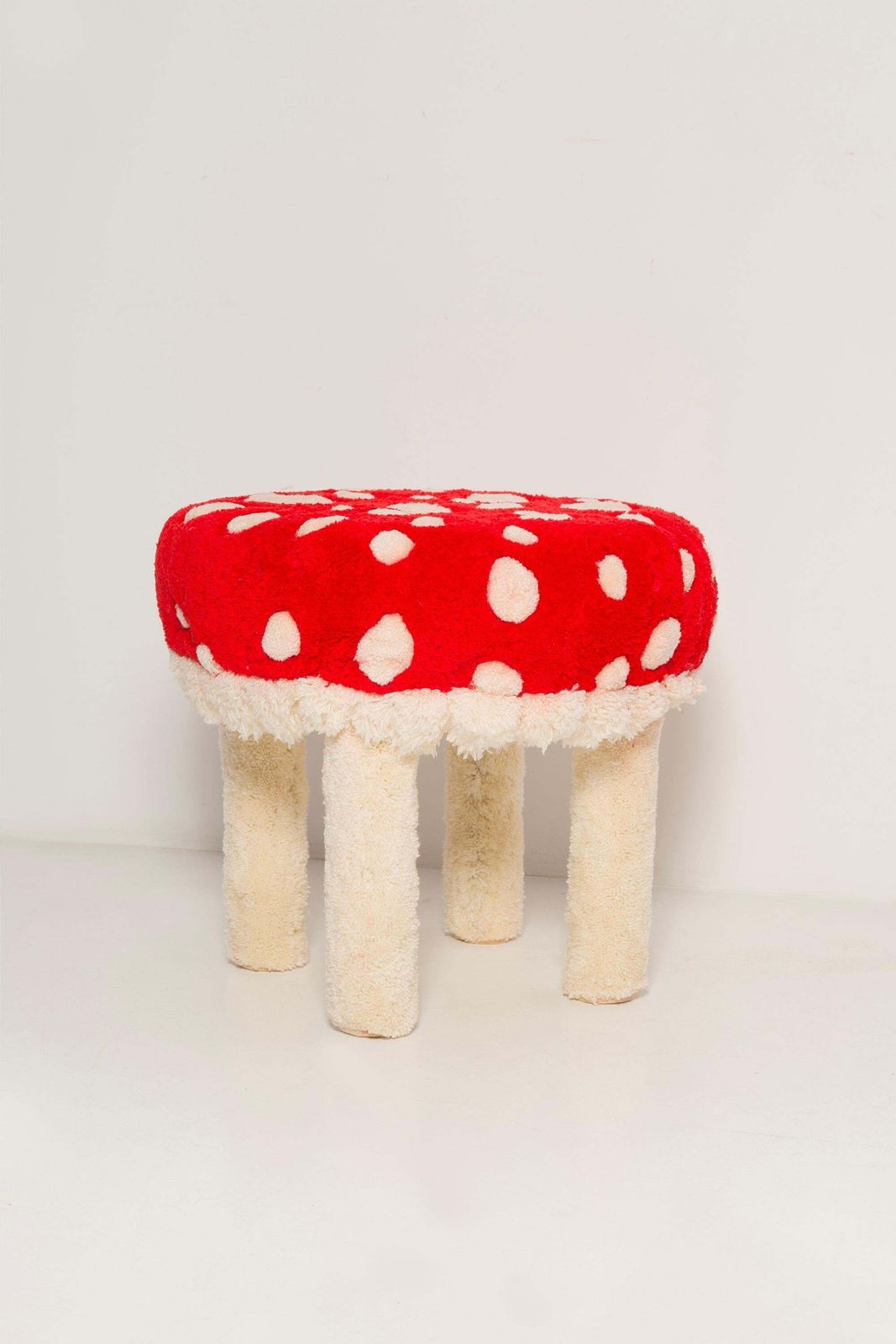 Mid Century Hand Tufting Mushroom Wool Stool, Europe, 1960s photo furniture